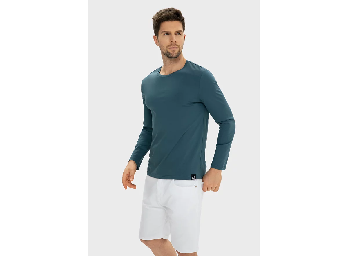 Мужская рубашка Bellemere New York из хлопка с круглым вырезом и длинными рукавами