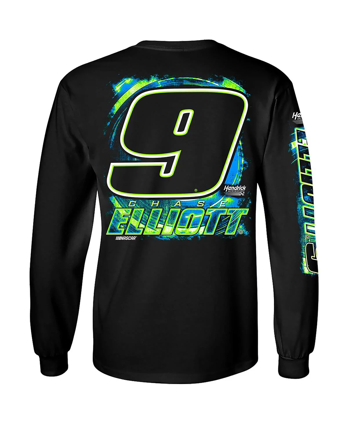 Мужская черная футболка с длинным рукавом и именным номером Chase Elliott из коллекции Hendrick Motorsports Team Collection