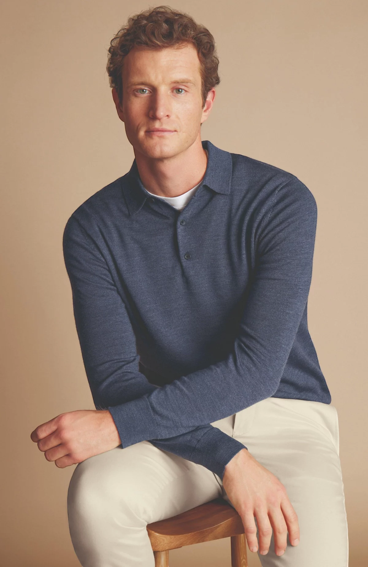 Мужской свитер поло из мериноса с длинным рукавом Charles Tyrwhitt 24590₽