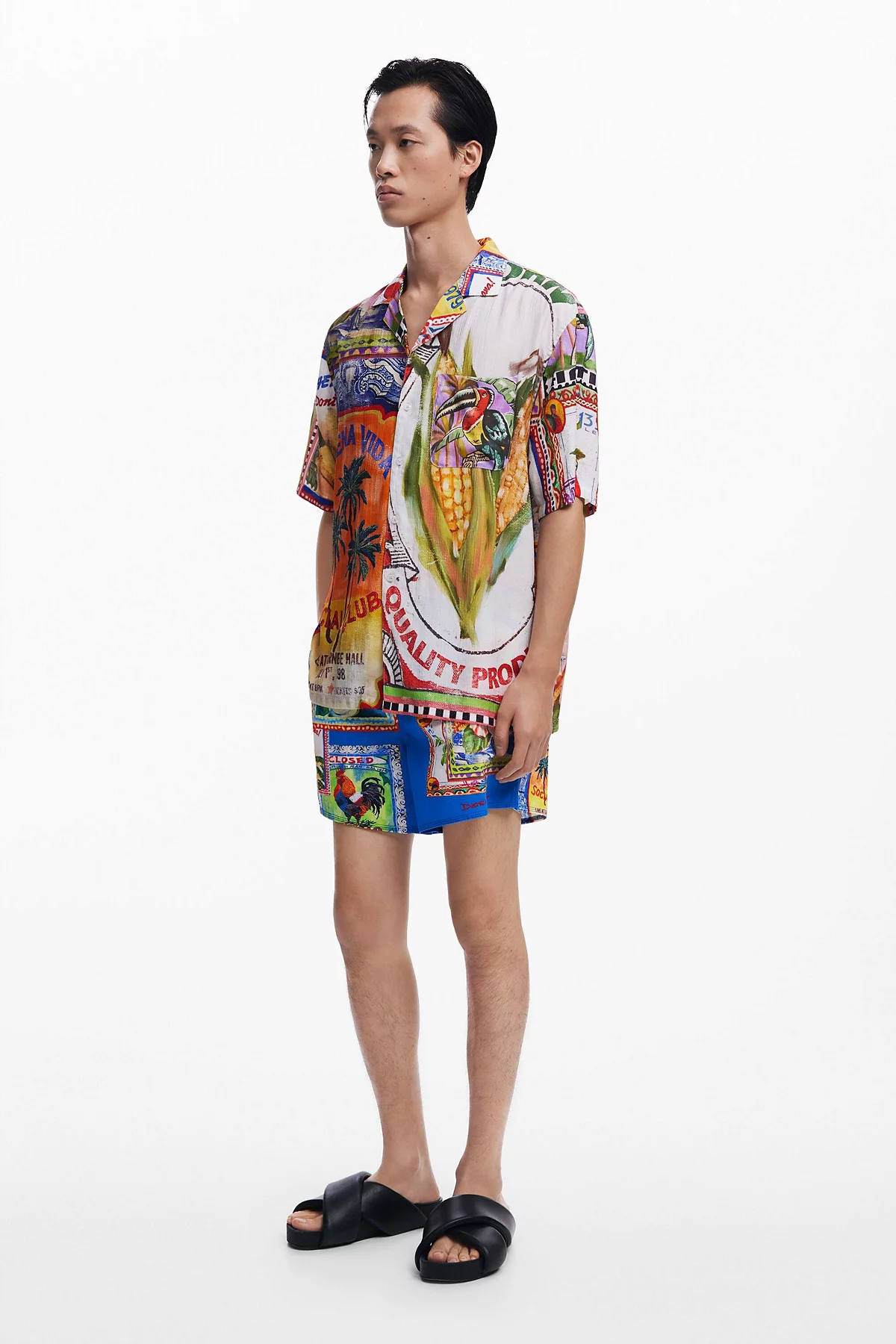Мужская рубашка-открытка Desigual с коротким рукавом white