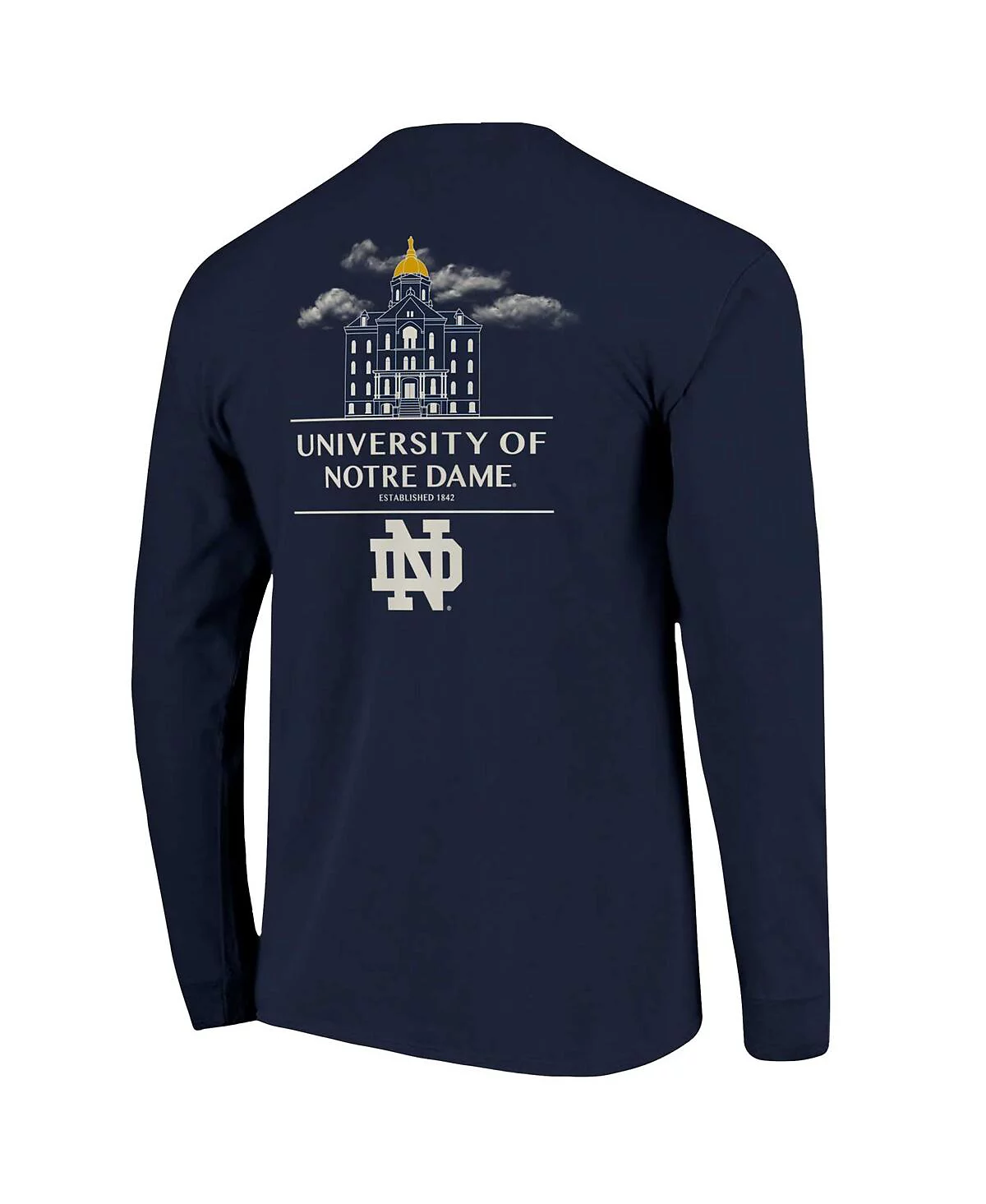 Мужская футболка с длинным рукавом Image One темно-синего цвета Notre Dame Fighting Irish Comfort Colors Campus Nights