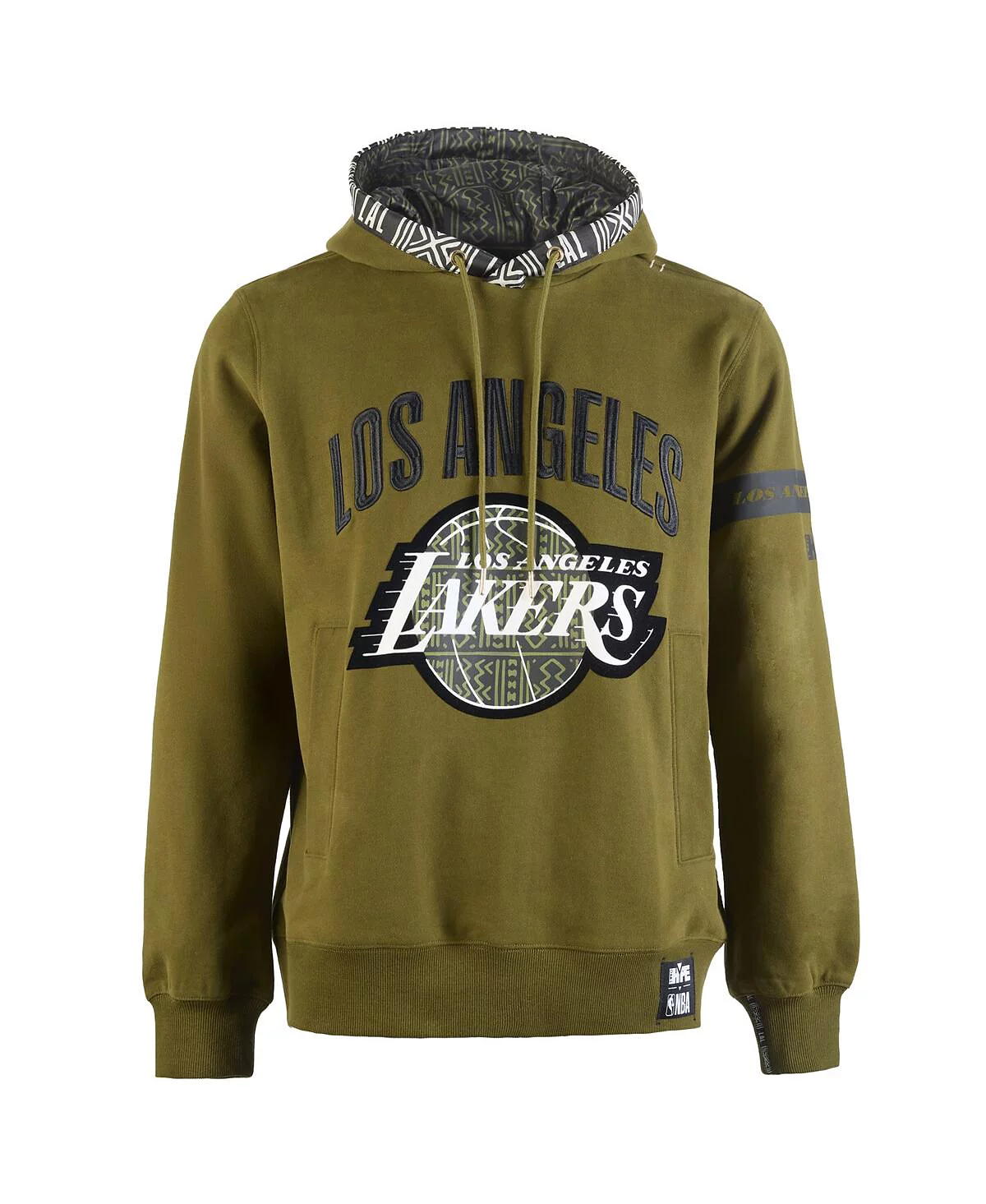 Мужская толстовка-пуловер премиум-класса Two Hype x NBA оливкового цвета из коллекции Los Angeles Lakers Culture Hoops.