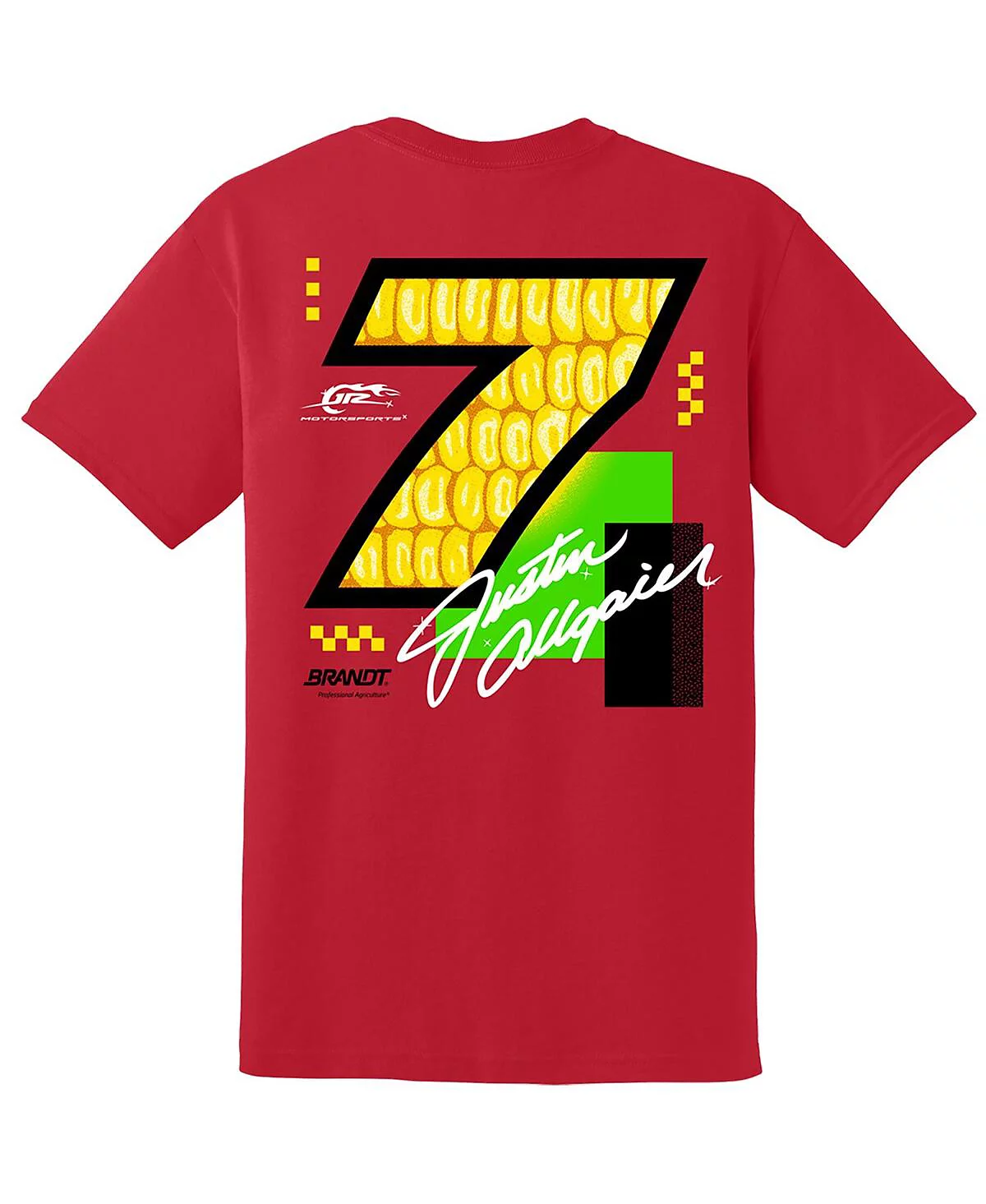 Официальная одежда команды JR Motorsports, мужская красная автомобильная футболка Justin Allgaier Brandt