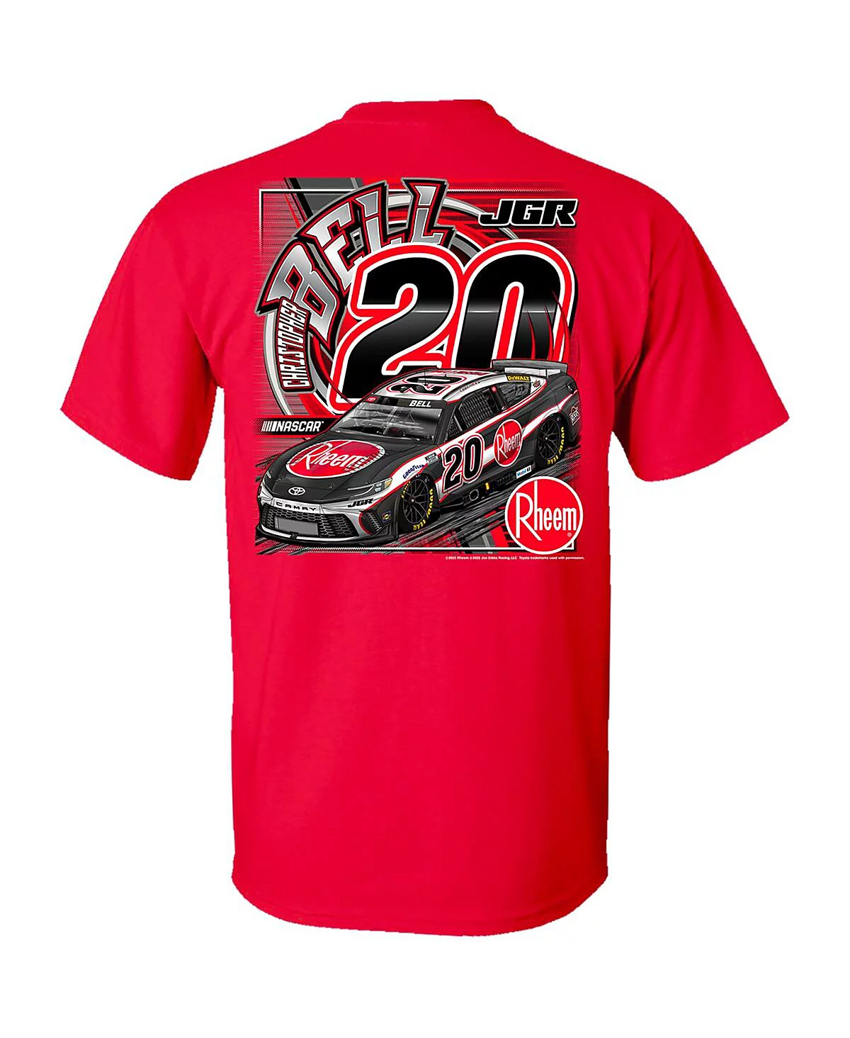 Мужская красная футболка Christopher Bell Rheem Car из коллекции Joe Gibbs Racing Team Collection