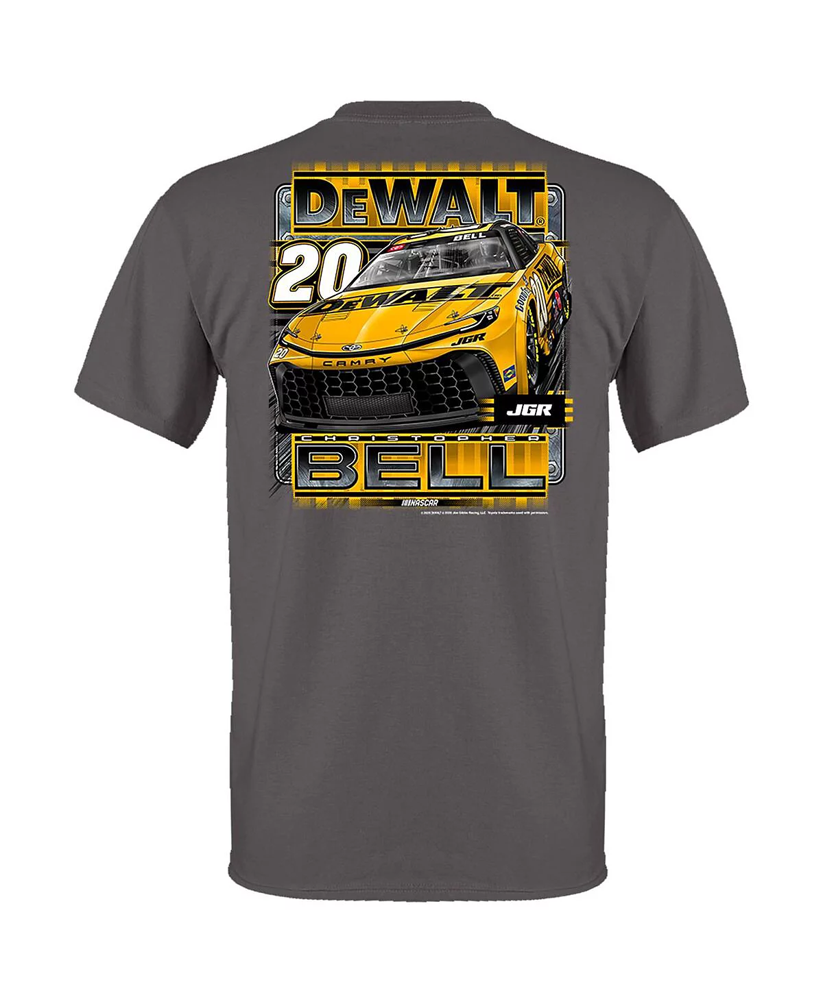 Мужская угольная футболка Christopher Bell DEWALT Car из коллекции Joe Gibbs Racing Team Collection