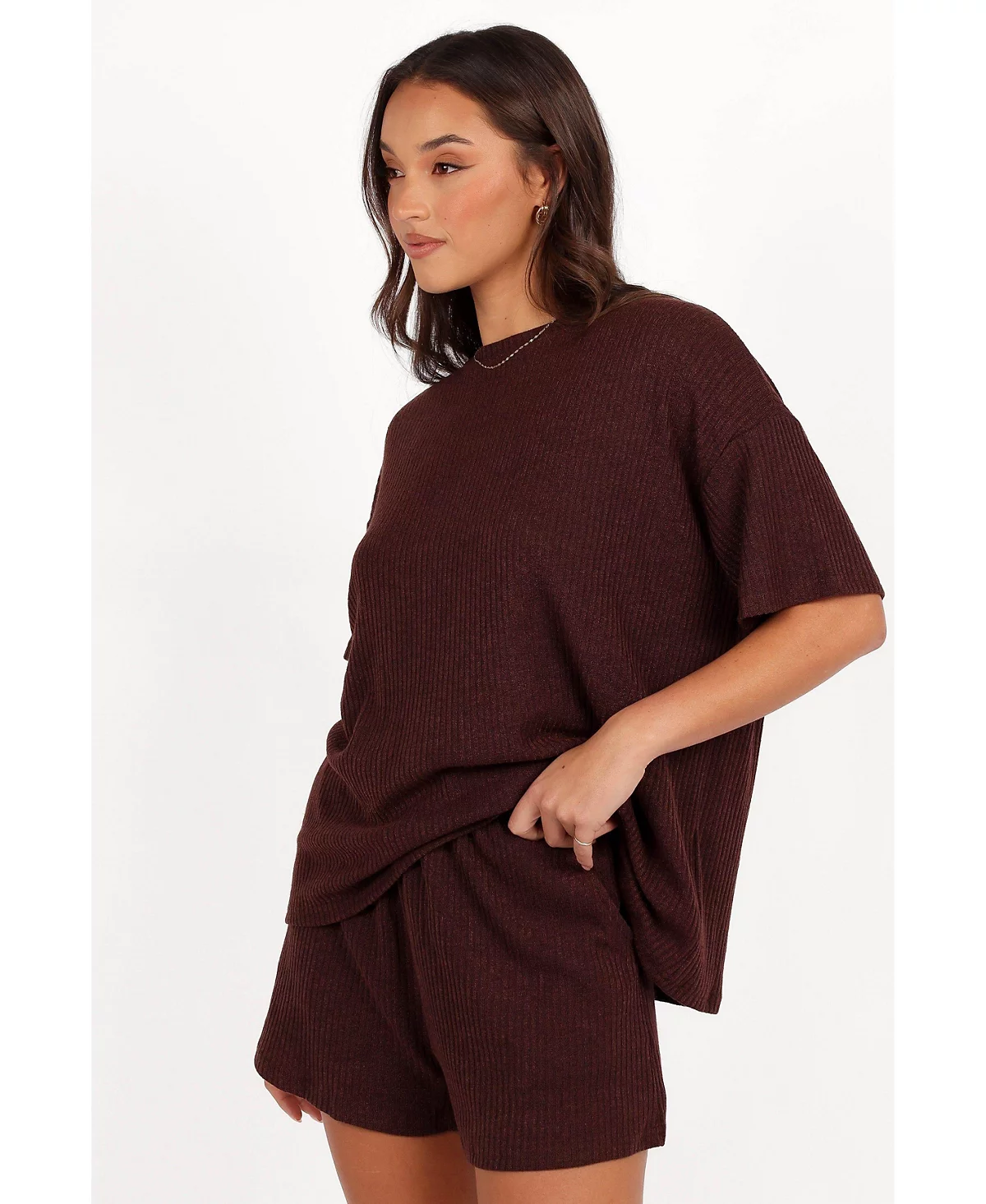 Женский короткий комплект из трикотажа Грейнджер с лепестками и щенком