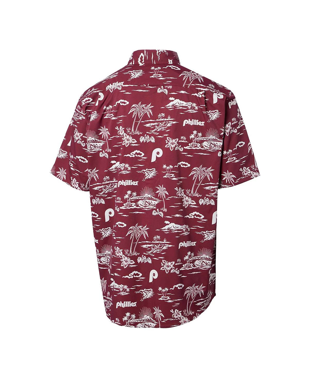 Мужская рубашка на пуговицах Kekai из коллекции Reyn Spooner бордового цвета Philadelphia Phillies Cooperstown Collection