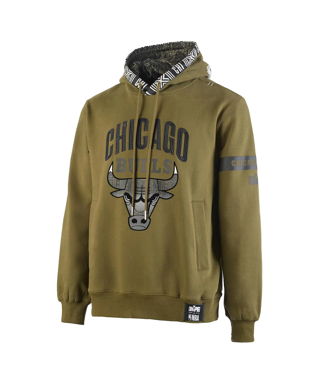 Мужская толстовка-пуловер премиум-класса Two Hype X NBA оливкового цвета из коллекции Chicago Bulls Culture Hoops