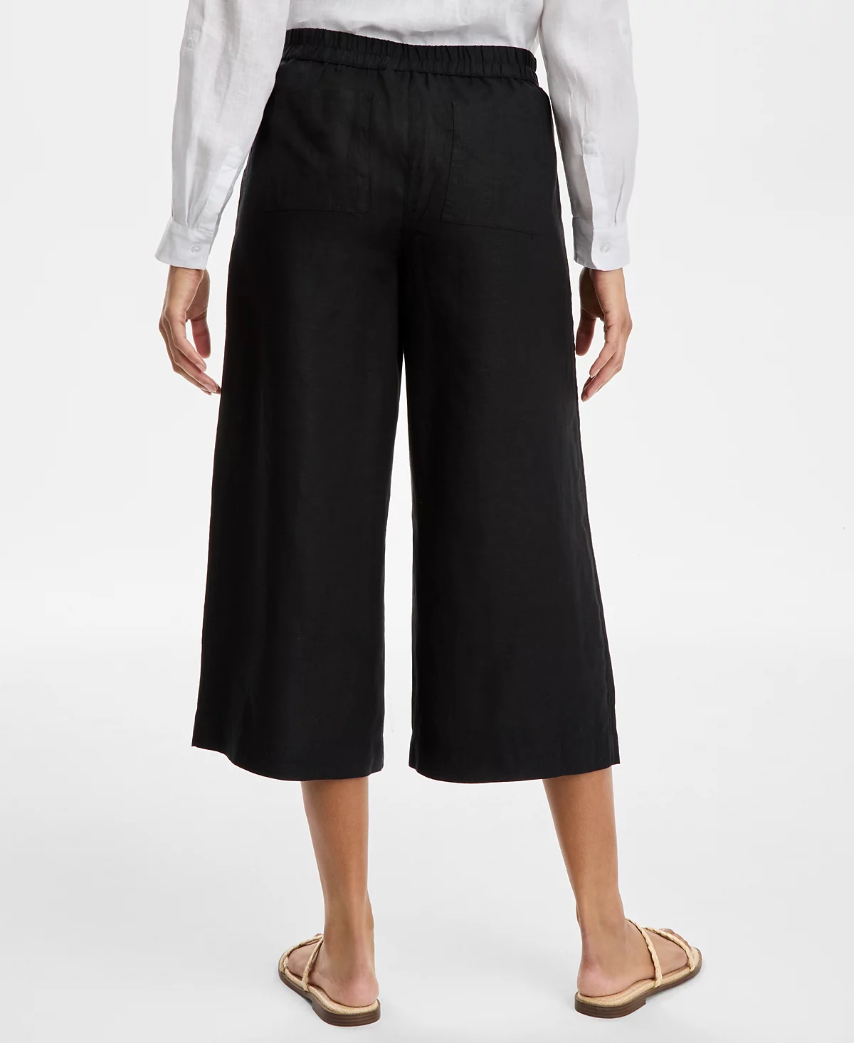 Женские укороченные брюки с широкими штанинами из 100 льна Charter Club и топ с вырезом лодочкой эксклюзивно в Macys 11290₽