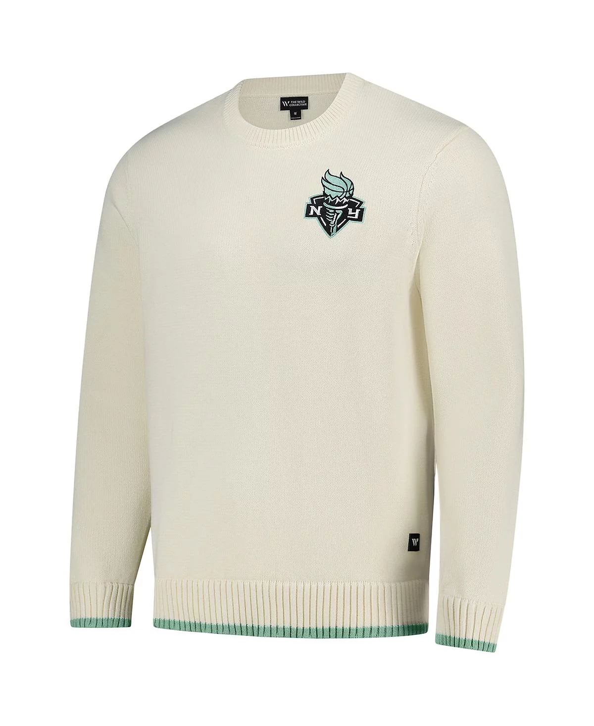 Мужской и женский жаккардовый пуловер New York Liberty кремового цвета от The Wild Collective