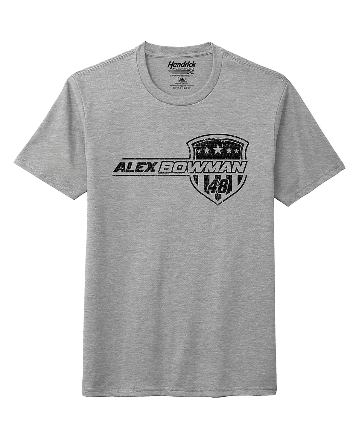 Мужская патриотическая футболка Heather Gray Alex Bowman из коллекции Hendrick Motorsports Team Collection