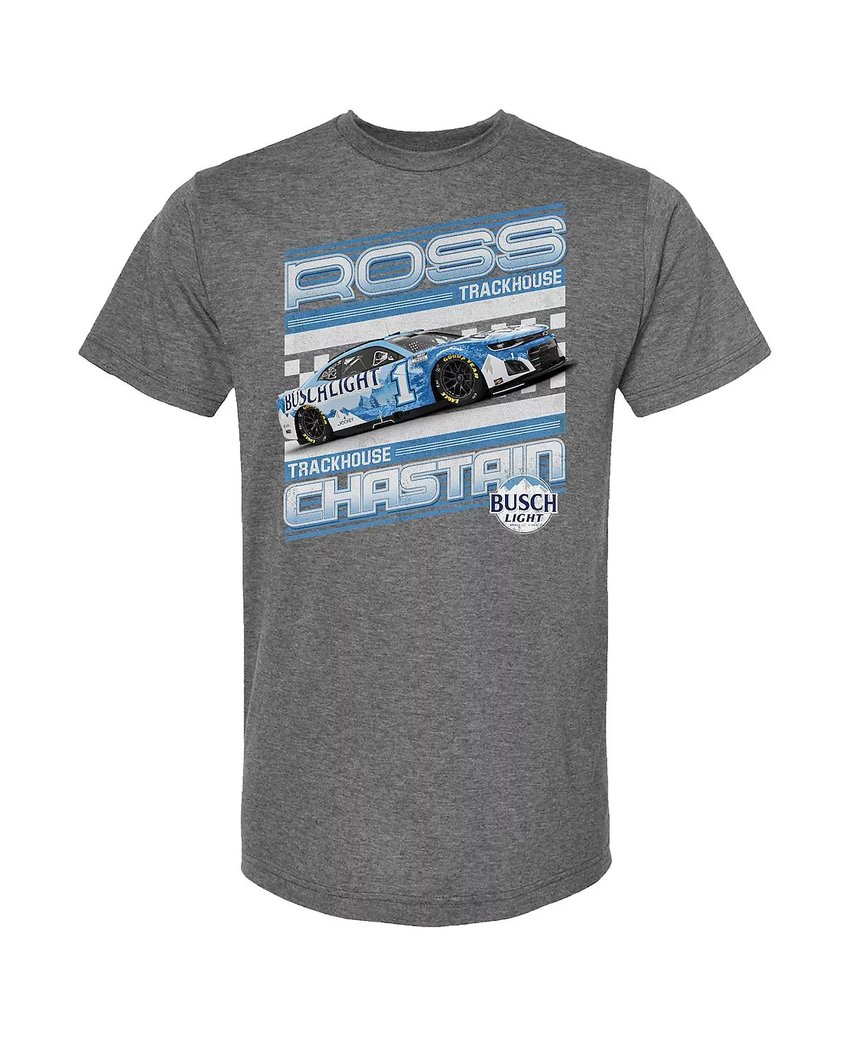 Мужская футболка Trackhouse Racing Team Collection из коллекции Heather Charcoal Ross Chastain Busch Light Car