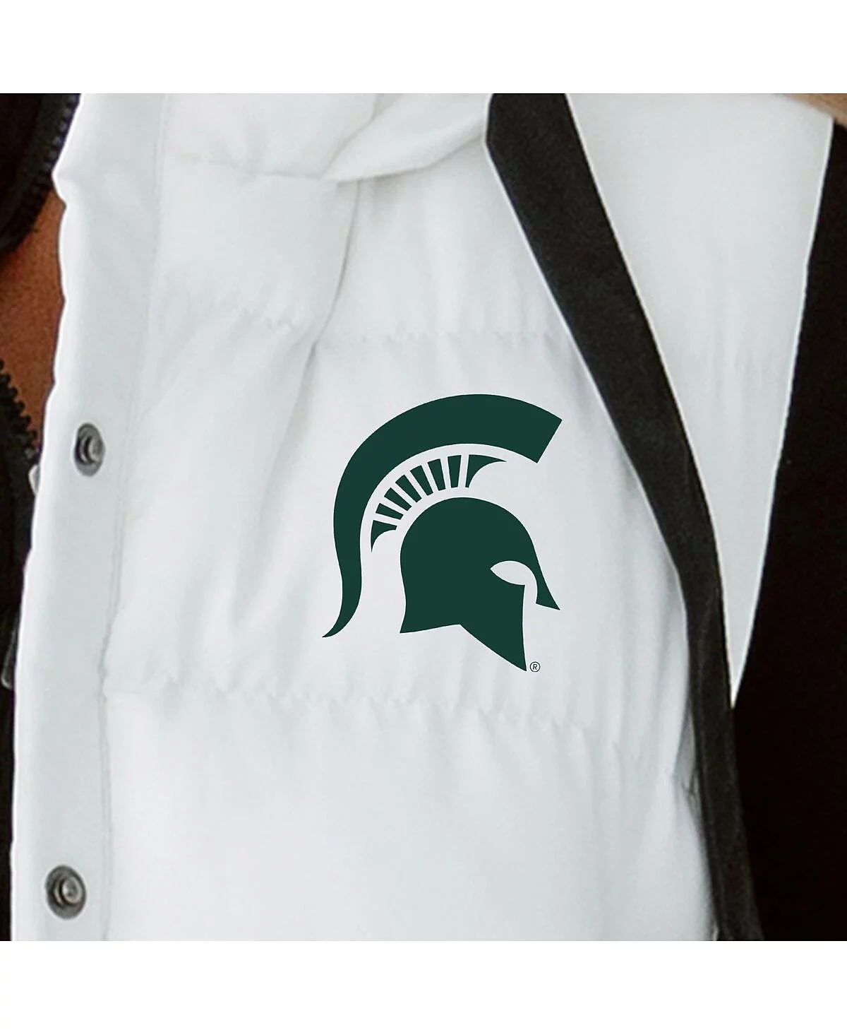 Женская белая жилетка-фугу с капюшоном на полной застежке от Gameday Couture от Michigan State Spartans
