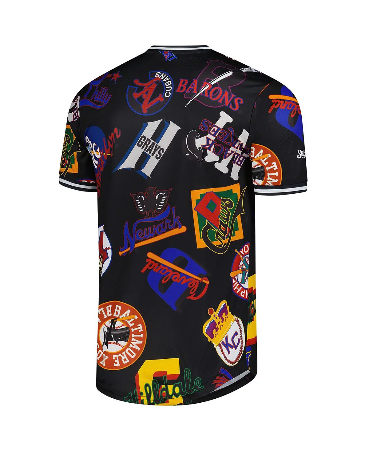 Сшитая мужская черная бейсбольная майка Negro League Baseball с V-образным вырезом и принтом по всей длине 10490₽