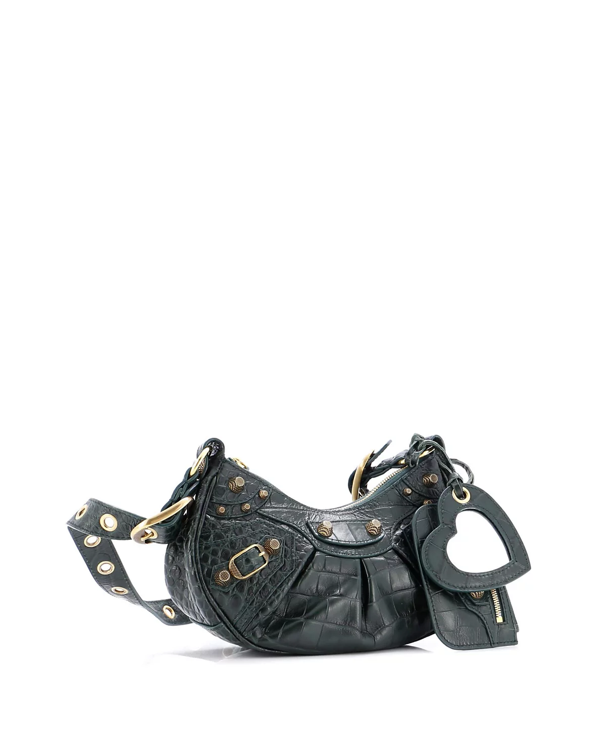 Бывшая в употреблении сумка через плечо Balenciaga XS Le Cagole с гигантскими заклепками из тисненой кожи 164490₽