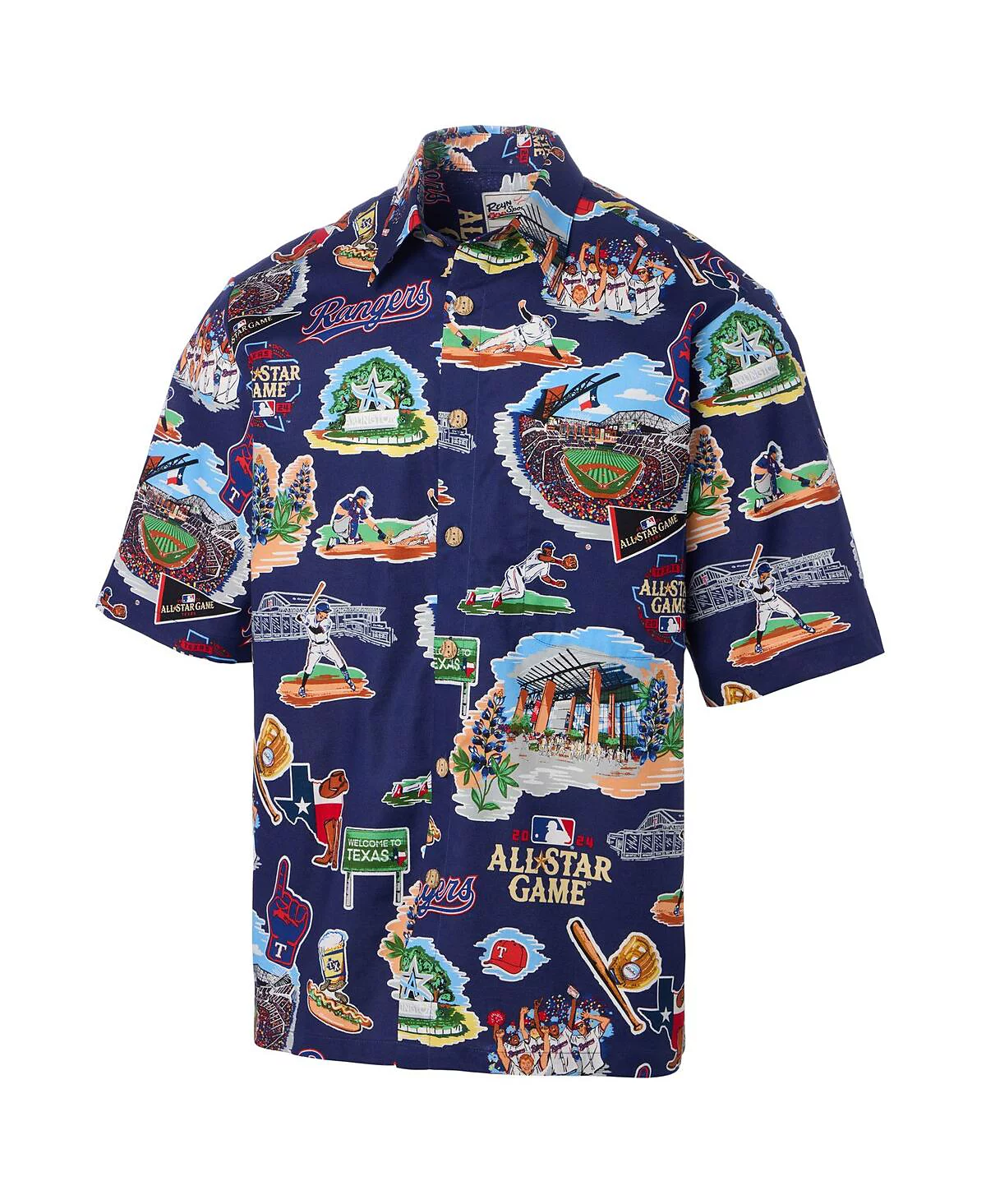 Мужская рубашка-поло Reyn Spooner на пуговицах для матча всех звезд MLB 2024 года в темно-синем цвете