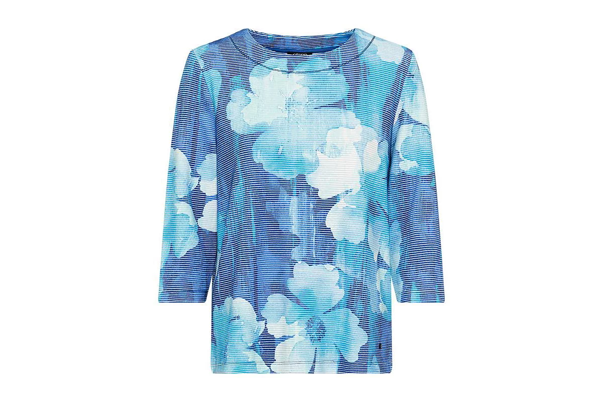 Женский трикотажный топ Olsen с цветочным рисунком в рубчик из джерси 28390₽