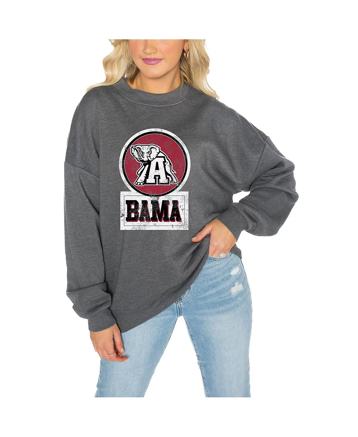 Форумчане Couture женские древесный уголь Алабама Багровый прилив падение плечо падение флис пуловер толстовка