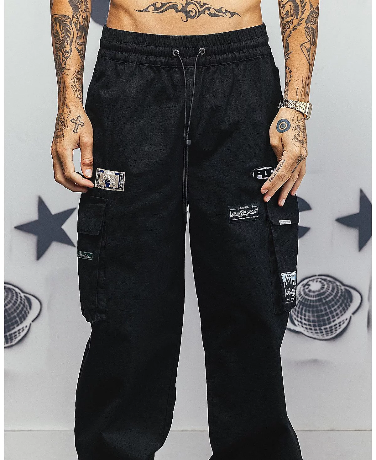 Мужские джоггеры-карго в стиле пэчворк от CARRE 12190₽