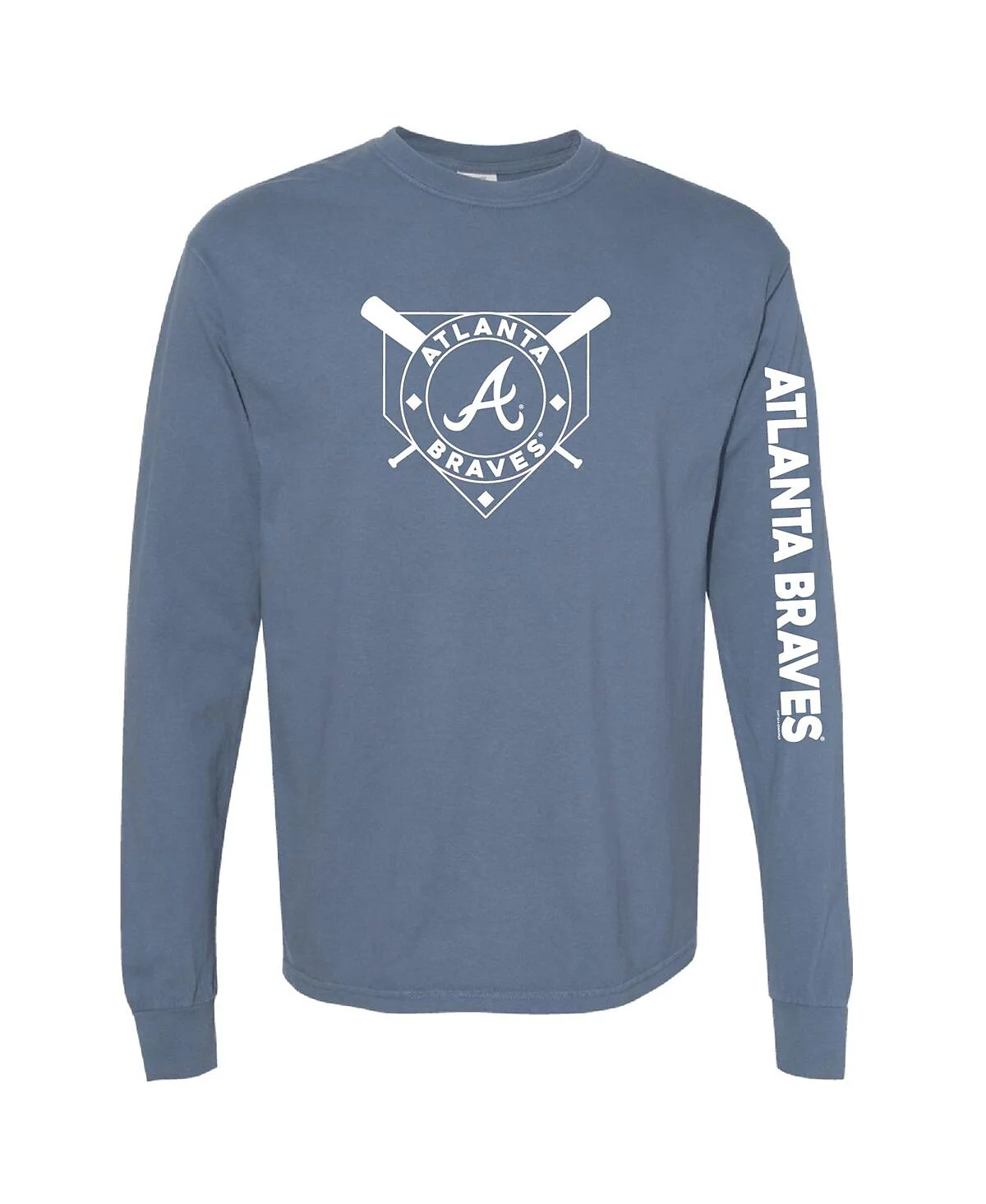 Мягкая, как виноград, женская темно-синяя футболка с длинным рукавом Atlanta Braves Pigment Dye