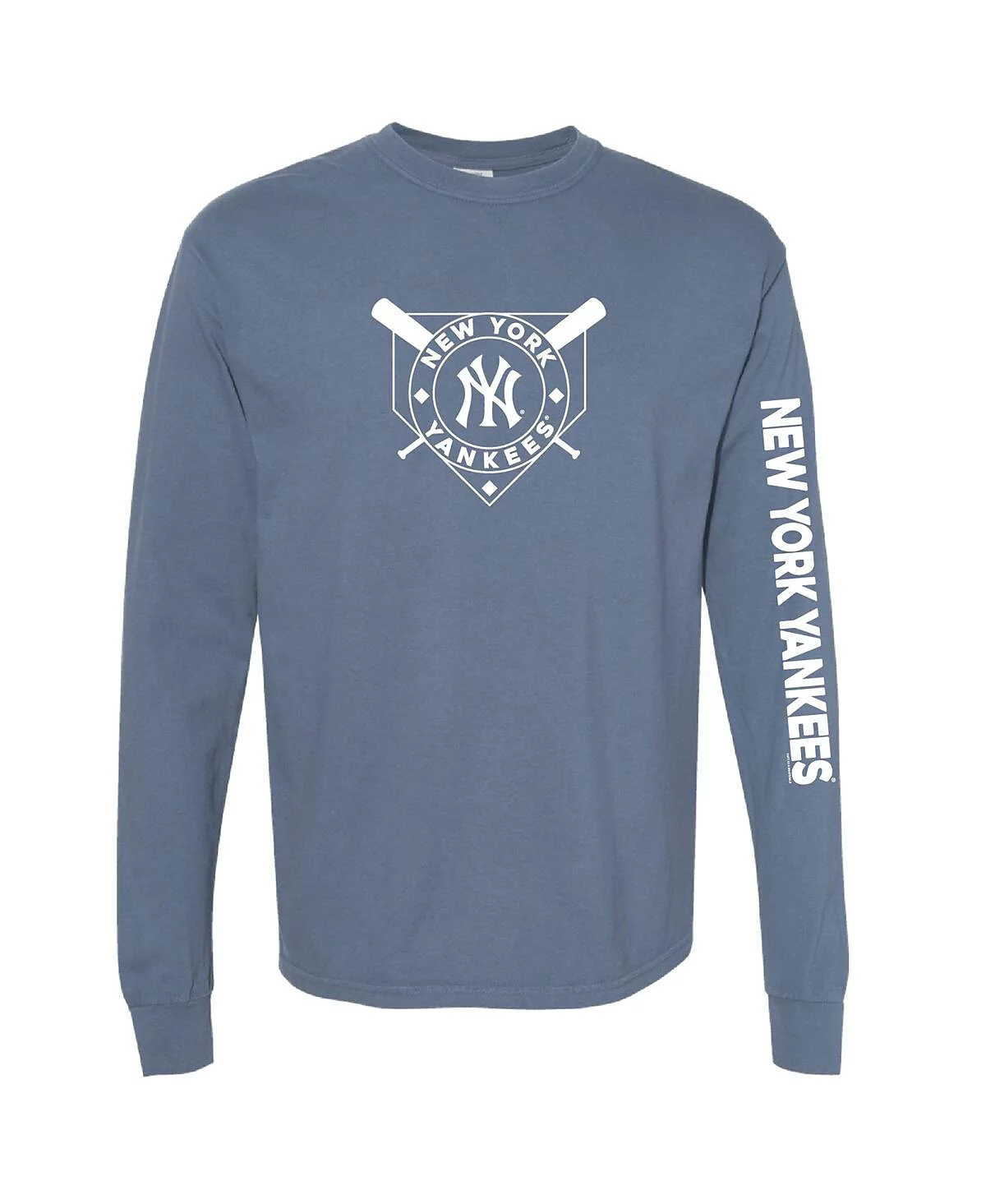 Мягкая, как виноградина, женская темно-синяя футболка с длинным рукавом New York Yankees Pigment Dye