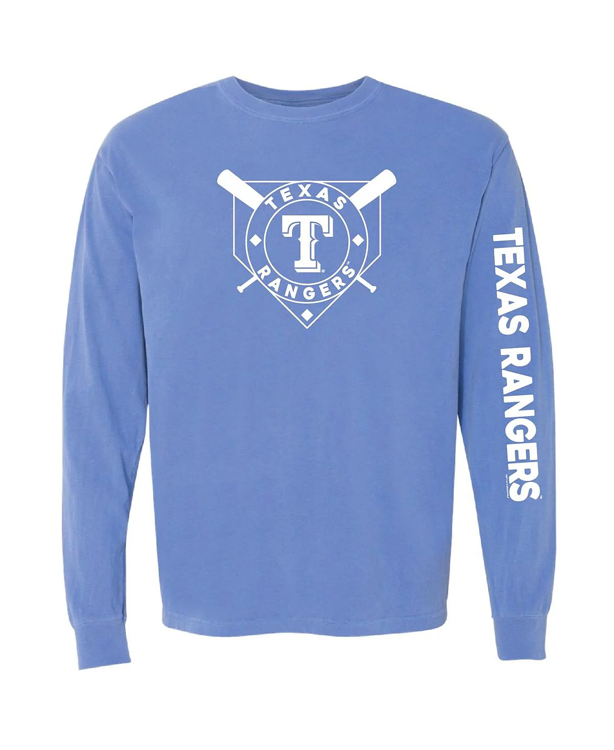 Мягкая, как виноградина, женская футболка с длинным рукавом Royal Texas Rangers Pigment Dye