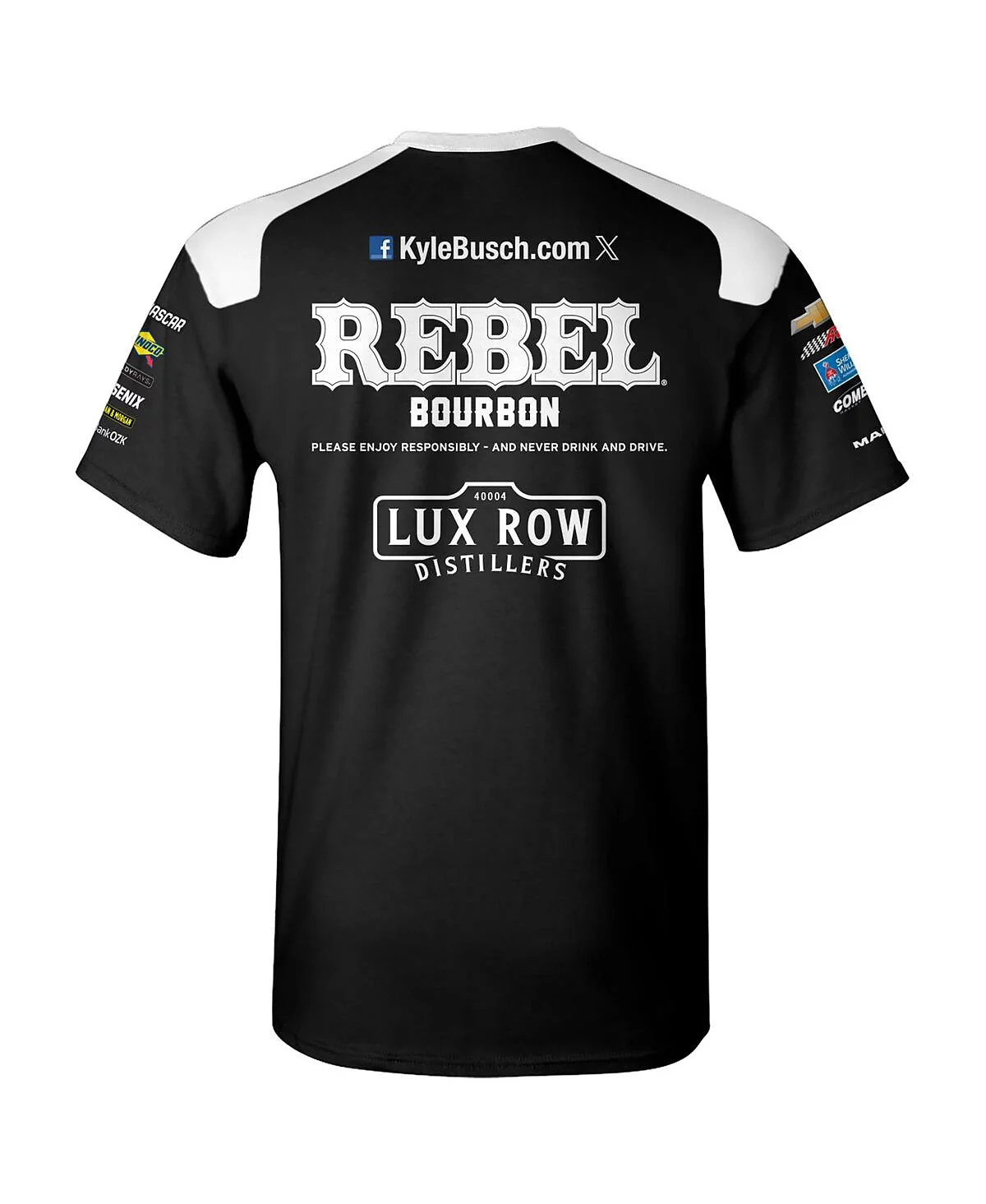 Мужская черная футболка Kyle Busch Rebel Bourbon Uniform из коллекции Richard Childress Racing Team Collection
