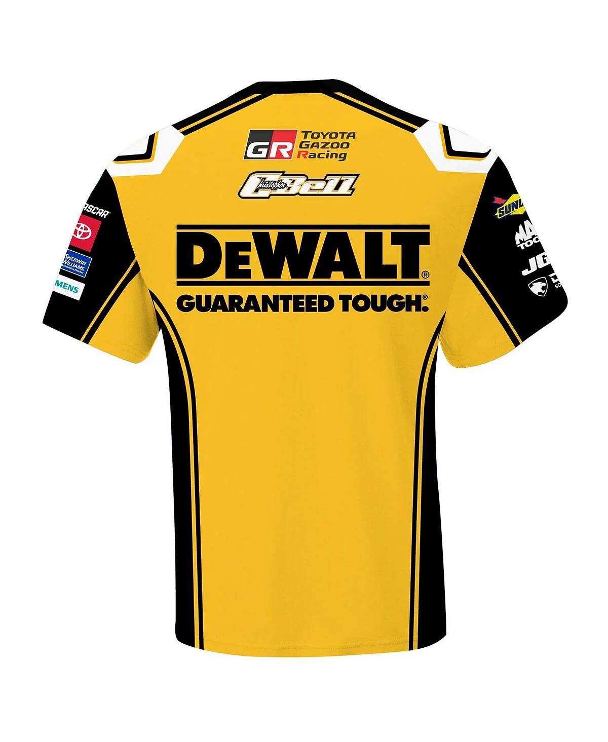Мужская желтая футболка Christopher Bell DeWalt Uniform из коллекции Joe Gibbs Racing Team Collection