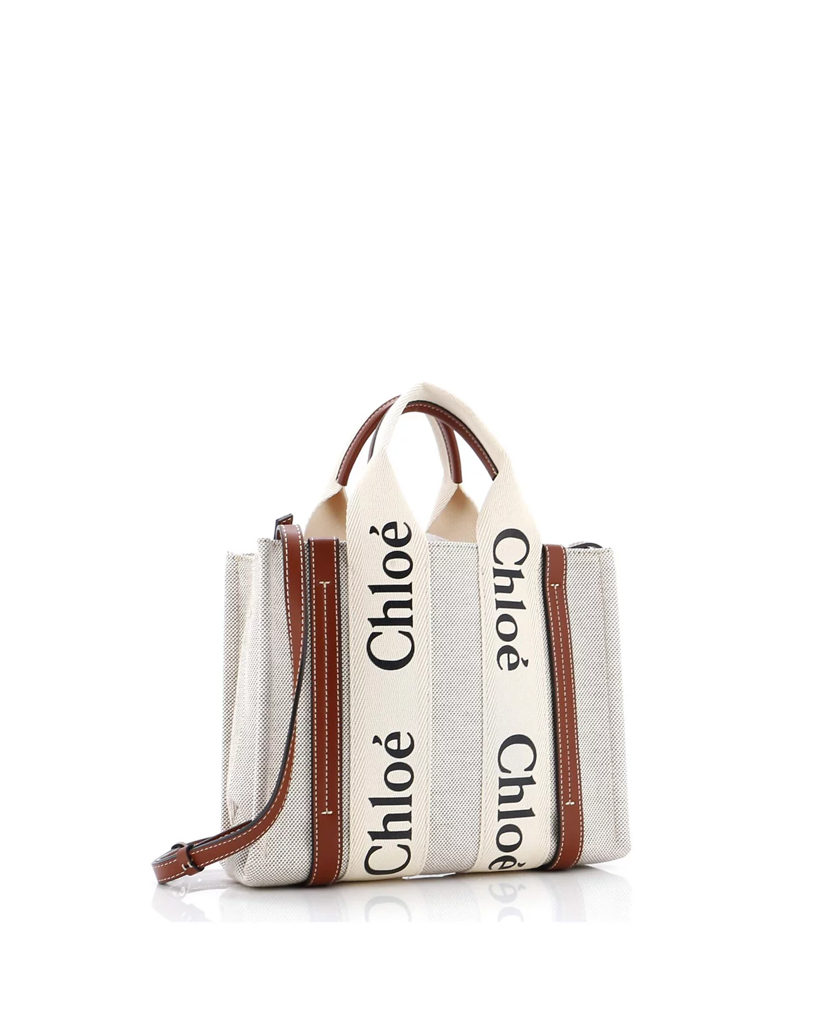 Бывшая в употреблении сумка-тоут Chloe Small Woody из парусины и кожи 147290₽