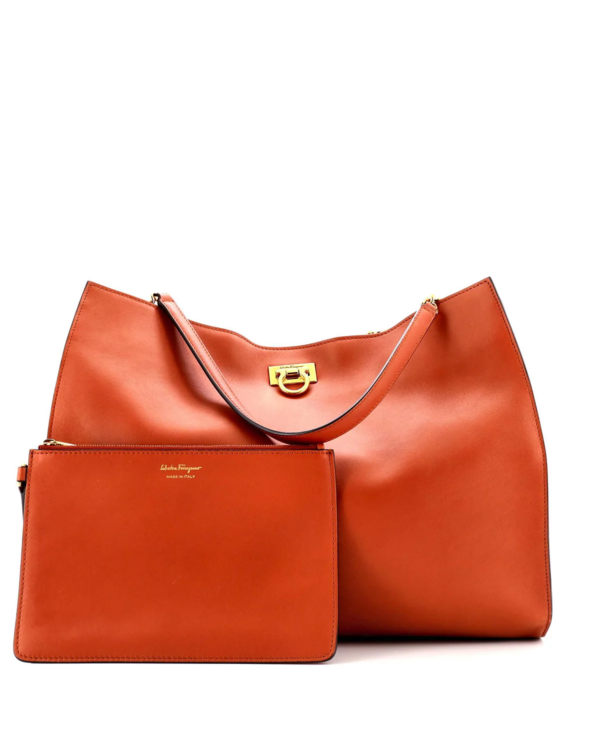 Большая кожаная сумка-тоут Trifolio от Salvatore Ferragamo бывшая в употреблении 170490₽