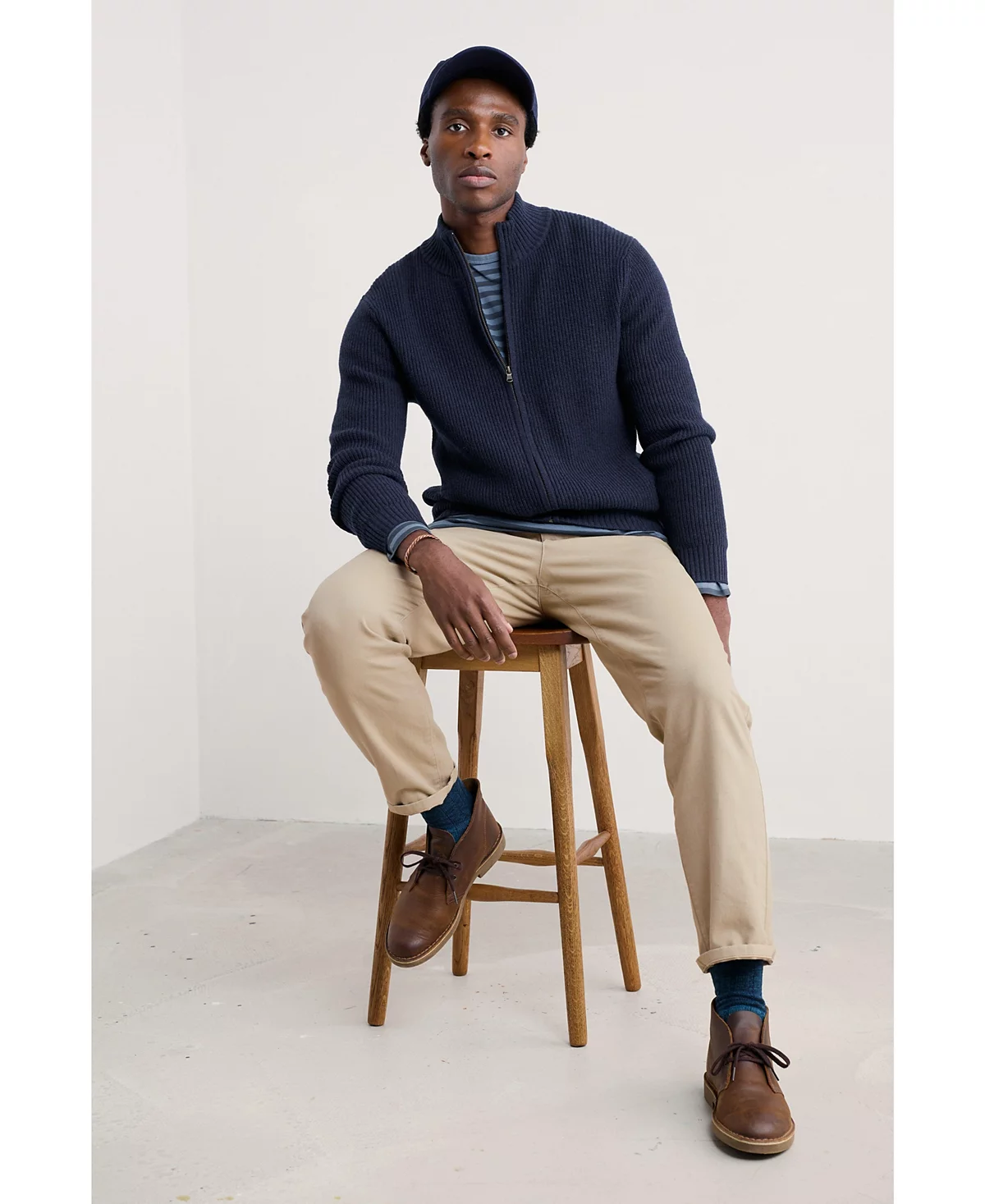 Мужской кардиган с грот-мачтой из морской соли Корнуолла