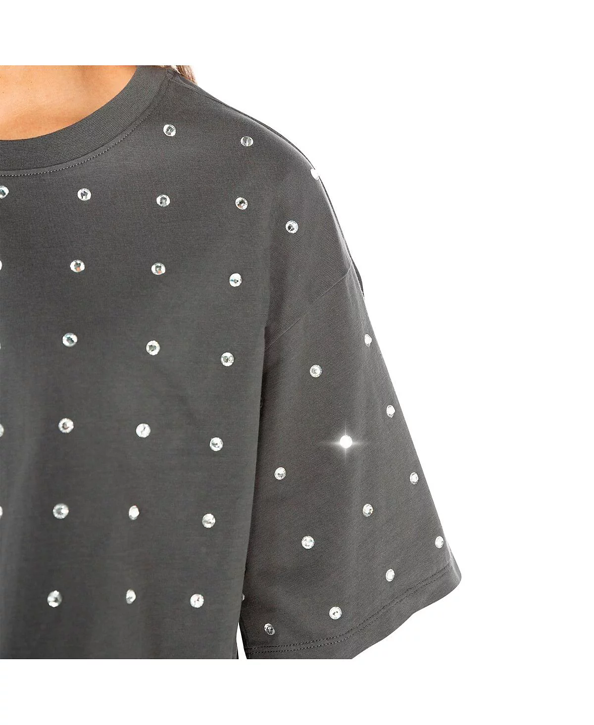 Укороченная футболка со стразами Kansas Jayhawks Go Time от Gameday Couture для женщин серого цвета 10690₽