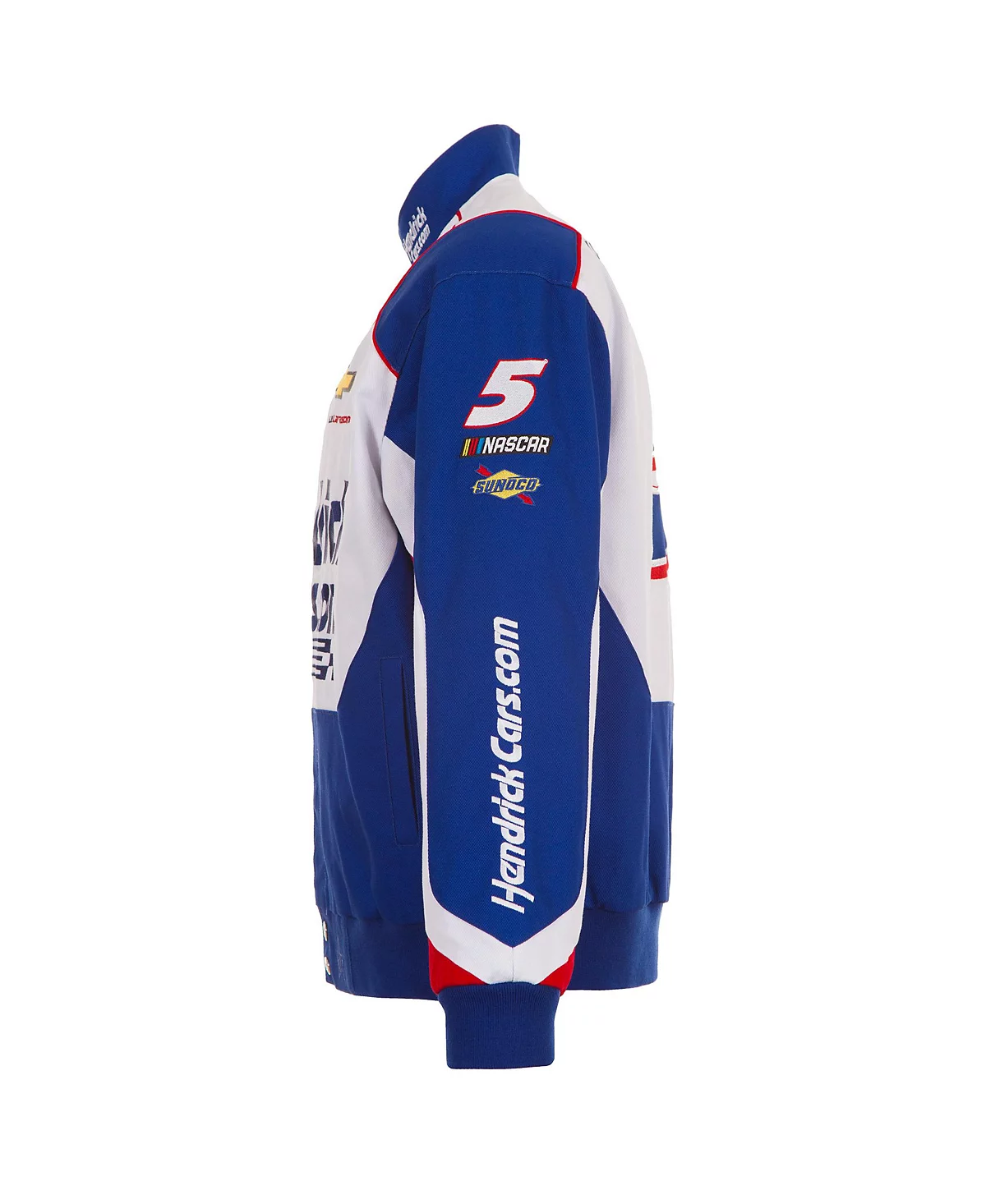 Мужская королевская/белая куртка Kyle Larson от JH Design от Кайла Ларсона HendrickCars.com Форменная куртка из саржи на молнии