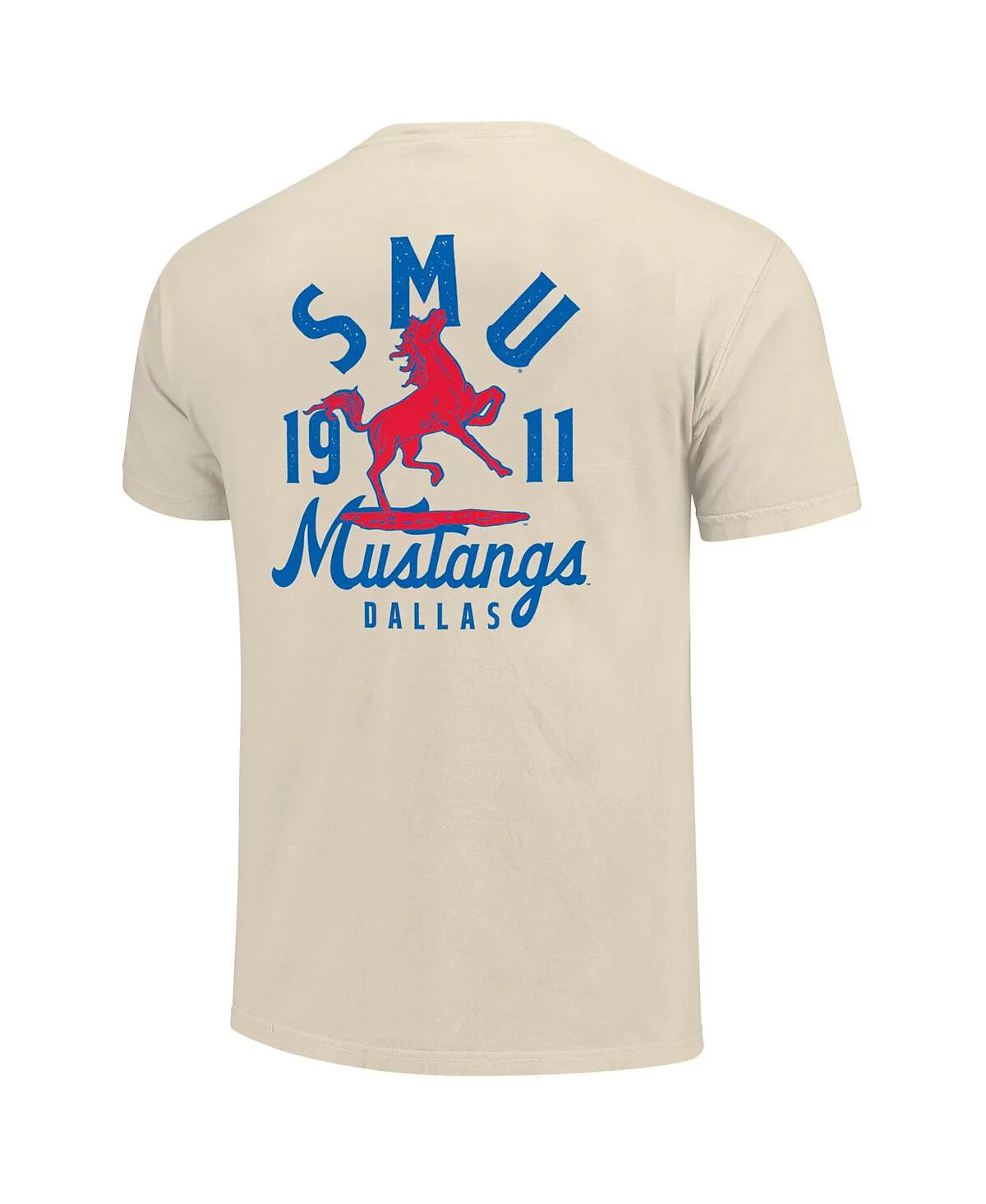 Мужская кремовая футболка SMU Mustangs Comfort Colors с изображением талисмана Image One