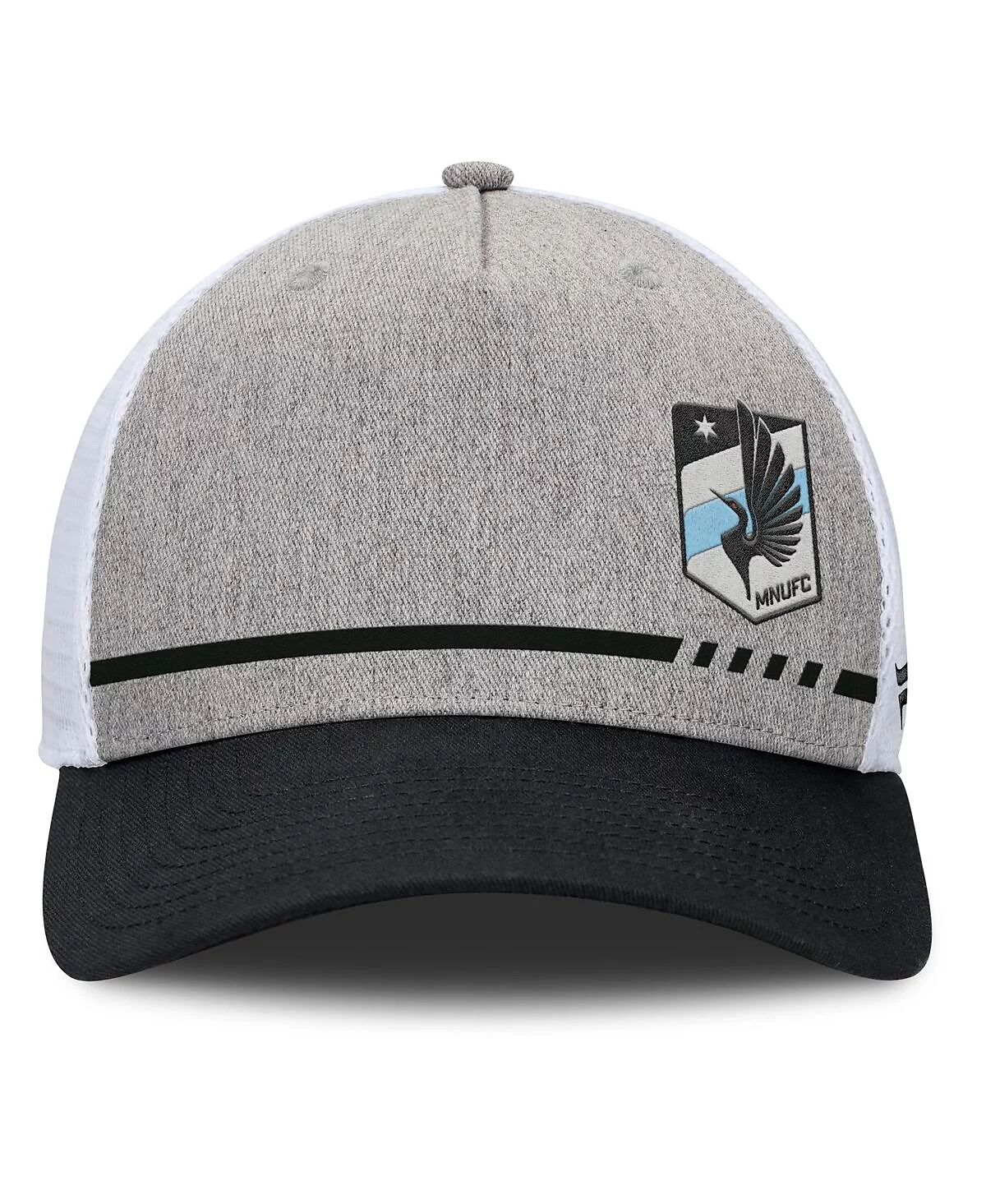 Мужская бейсболка дальнобойщика Fanatics Heather Gray Minnesota United FC с регулируемой посадкой 5690₽