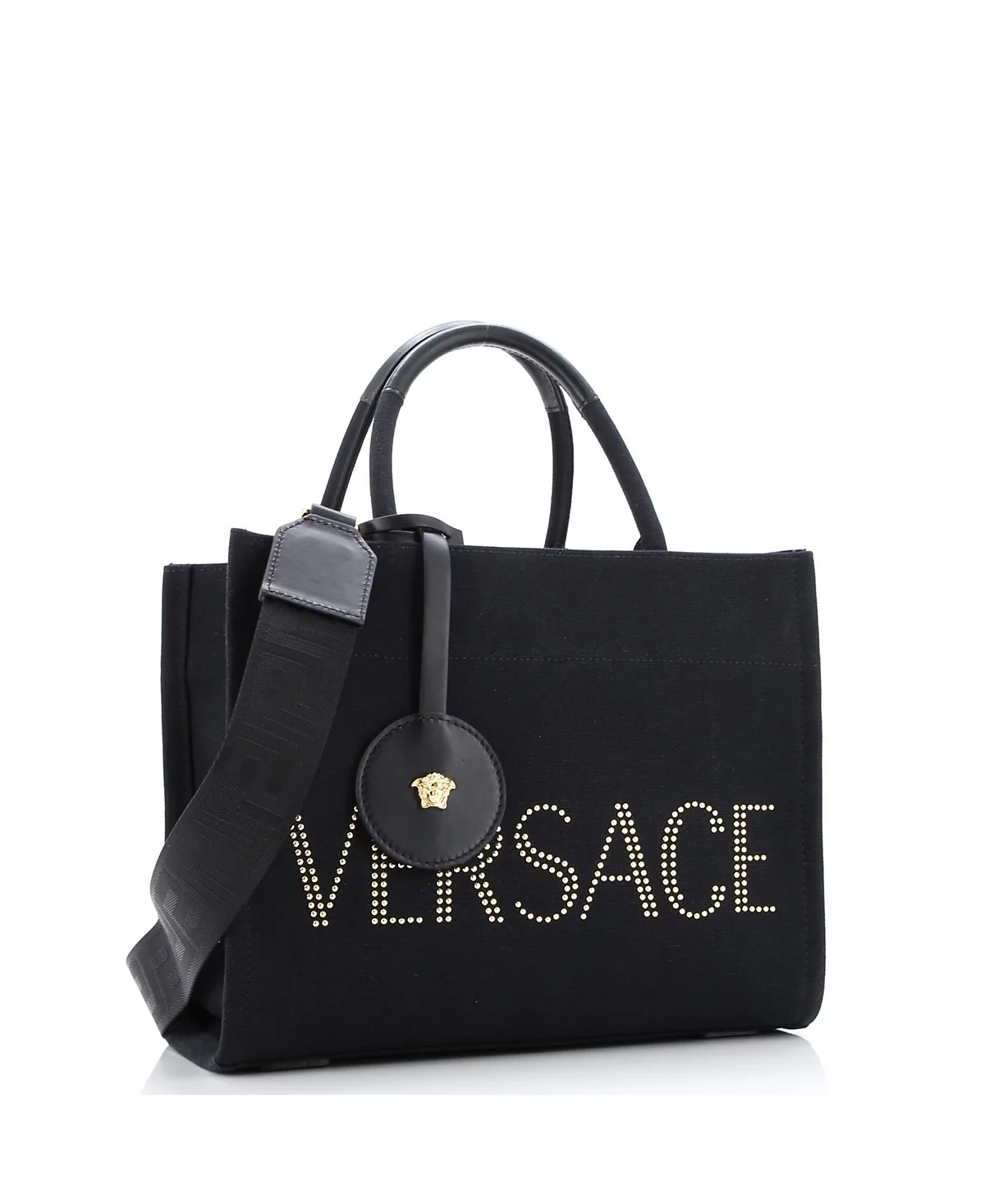 Бывшая в употреблении сумка-тоут Versace Medium La Medusa из парусины с шипами 194390₽