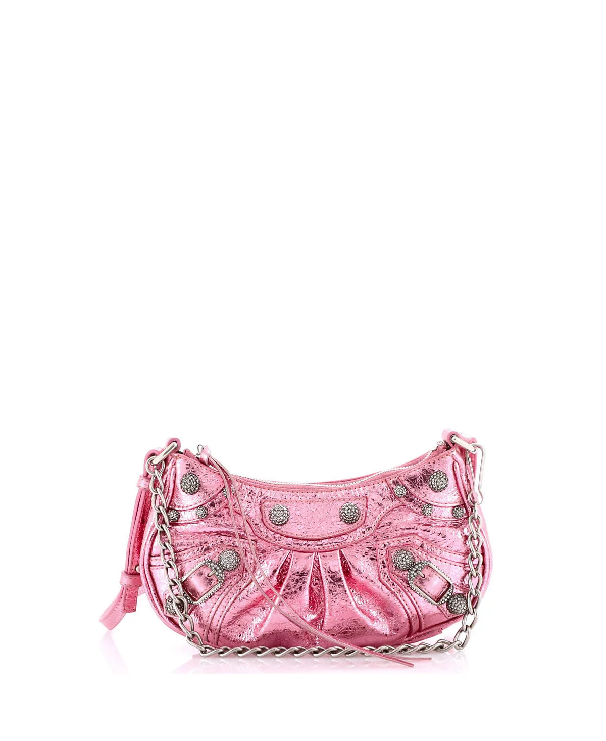 Кожаная сумка через плечо Balenciaga Mini Le Cagole с гигантскими заклепками бывшая в употреблении из кожи с кристаллами 160990₽