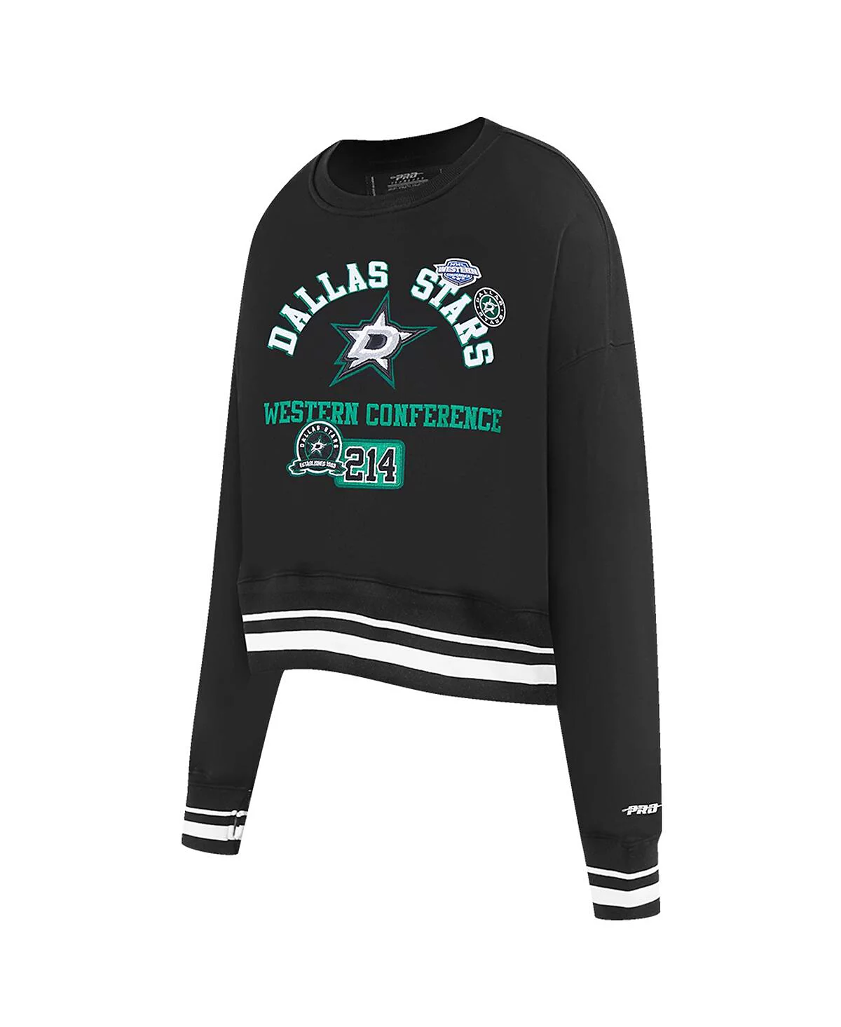 Женская укороченная толстовка-пуловер Pro Standard черного цвета с кодом города Dallas Stars