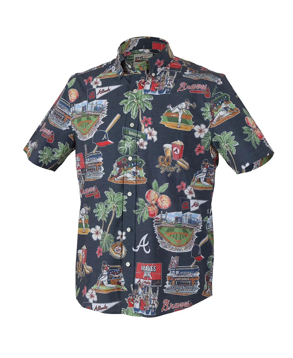 Мужской темно-синий топ на пуговицах Atlanta Braves Scenic Tri-Blend Performance от Reyn Spooner