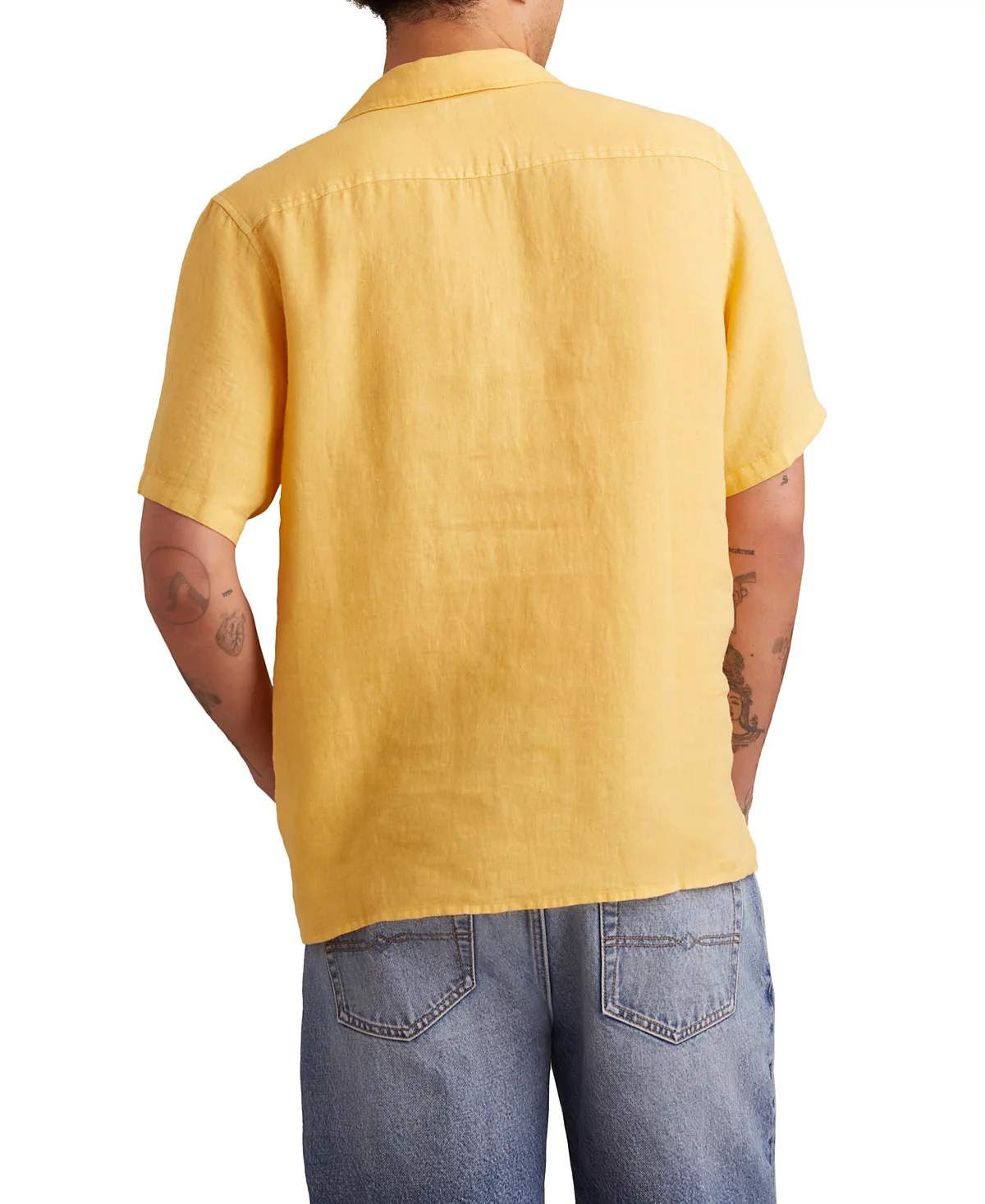 Мужская льняная рубашка с коротким рукавом и отложным воротником от бренда Lucky 15090₽