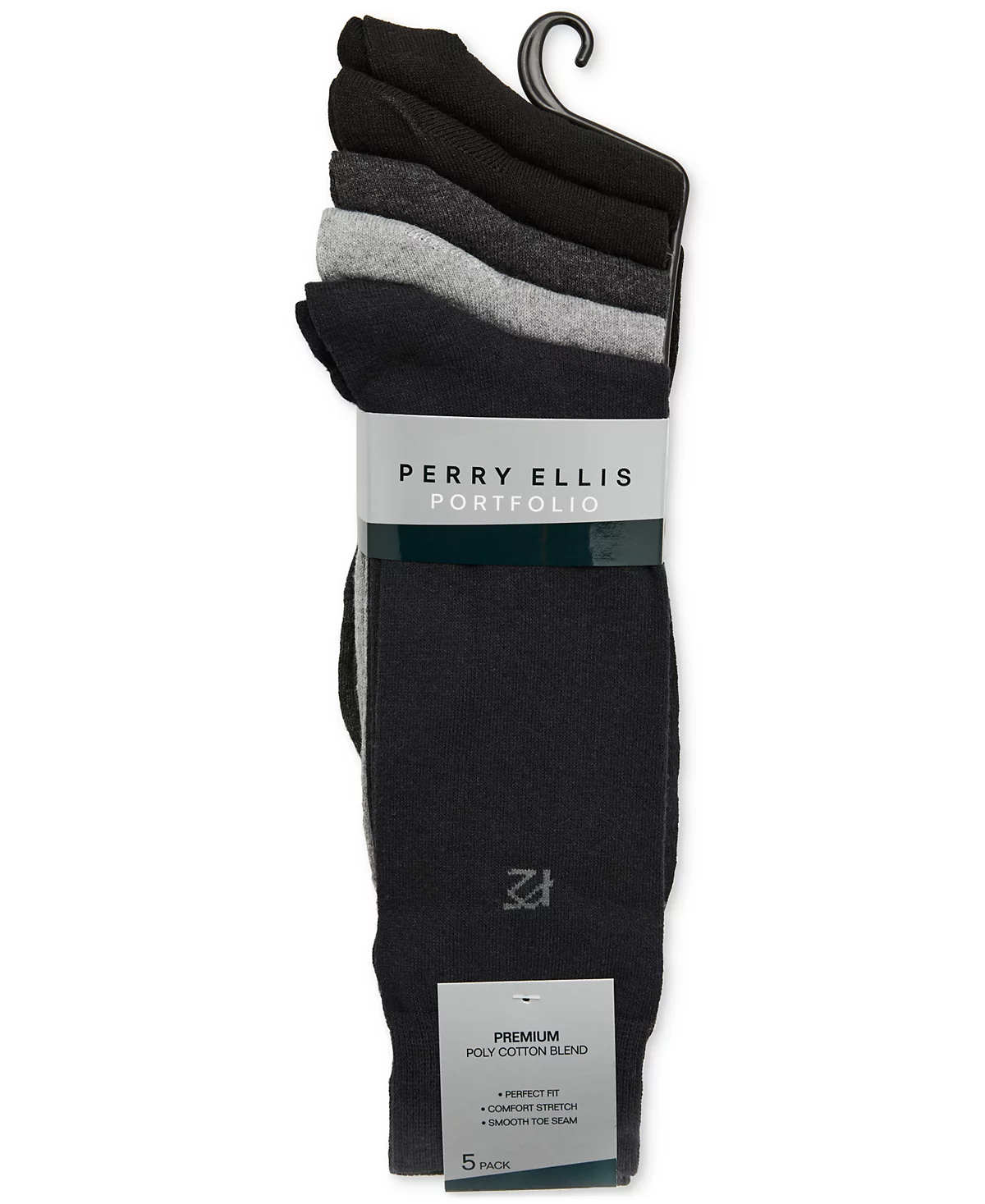 Мужские носки Perry Ellis Portfolio из плоского трикотажа 5 упаковок 2290₽