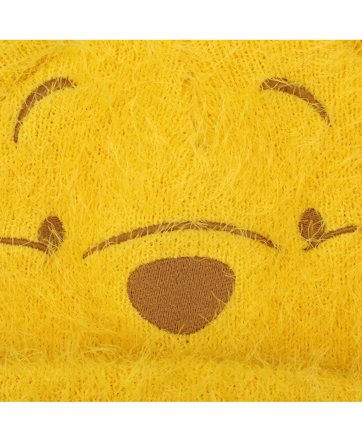 Мужская шапочка-манжет из желтой пушистой пряжи с лицом персонажа Винни Пуха и 3D ушками 3790₽