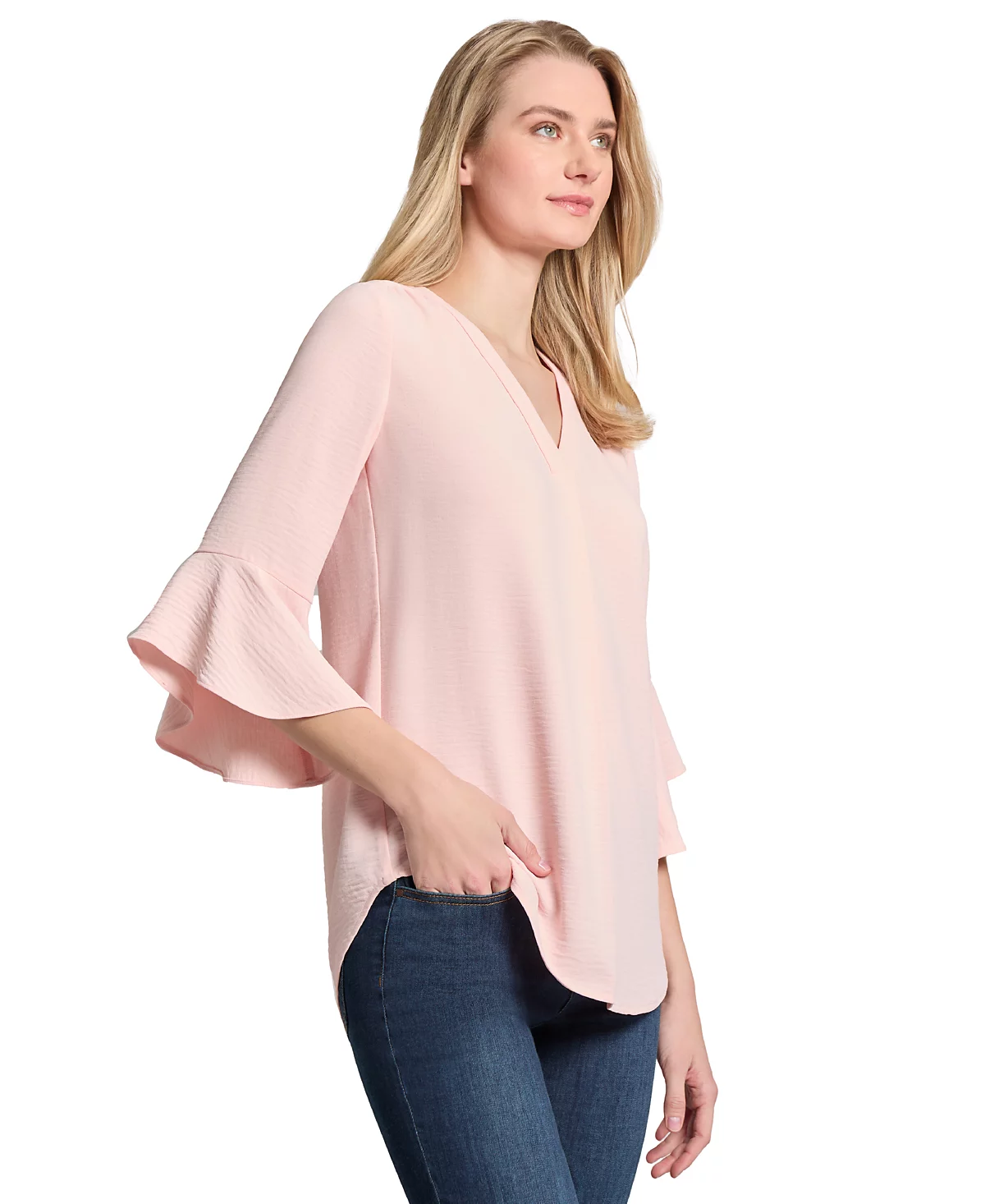 Женская блузка Jones New York с расклешенным рукавом и V-образным вырезом 7890₽