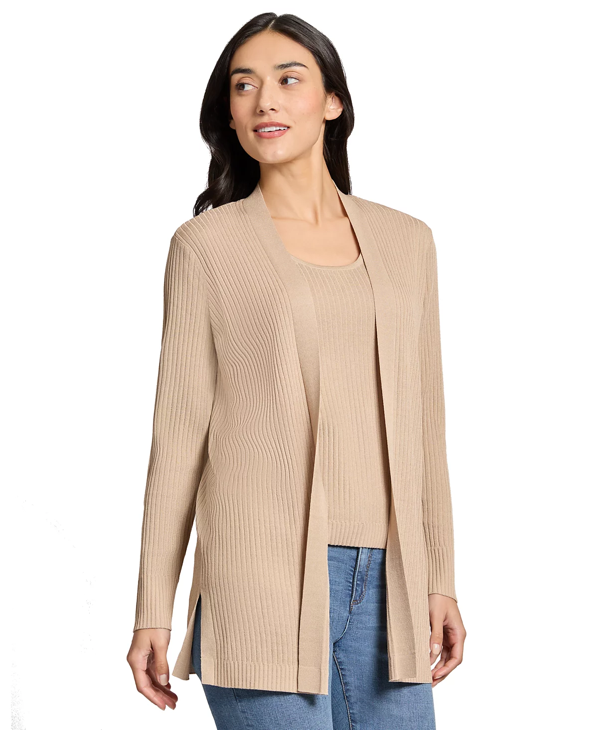 Женский кардиган-джемпер Jones New York с длинным рукавом и разрезом по бокам 10190₽