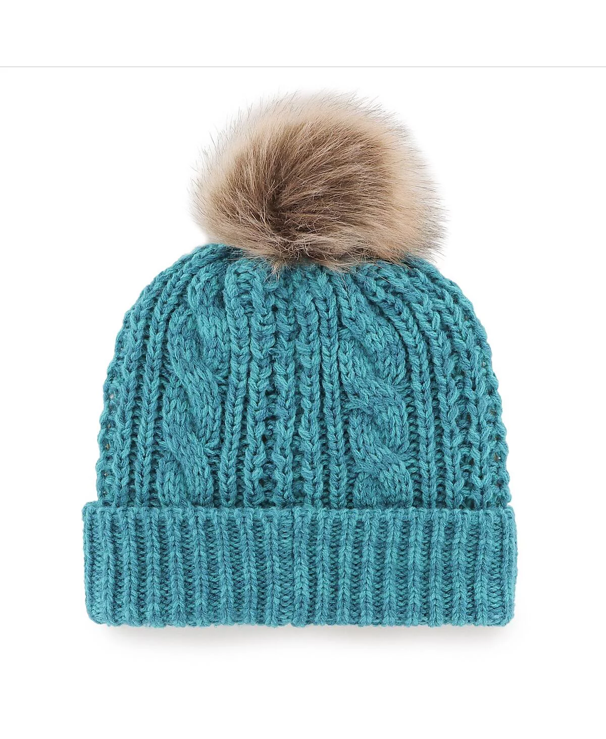 Womens 47 Brand Aqua Miami Dolphins Logo Meeko Cuffed Knit Hat with Pom 5090₽