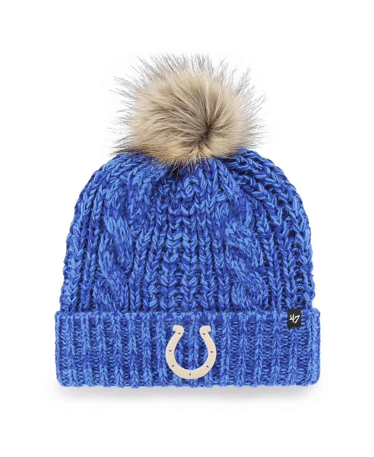 Womens 47 Brand Royal Indianapolis Colts Meeko Cuffed Knit Hat with Pom 5090₽