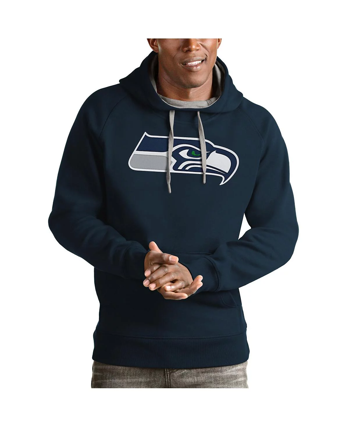 Antigua Mens College Navy Seattle Seahawks Victory Pullover Hoodie 14490₽