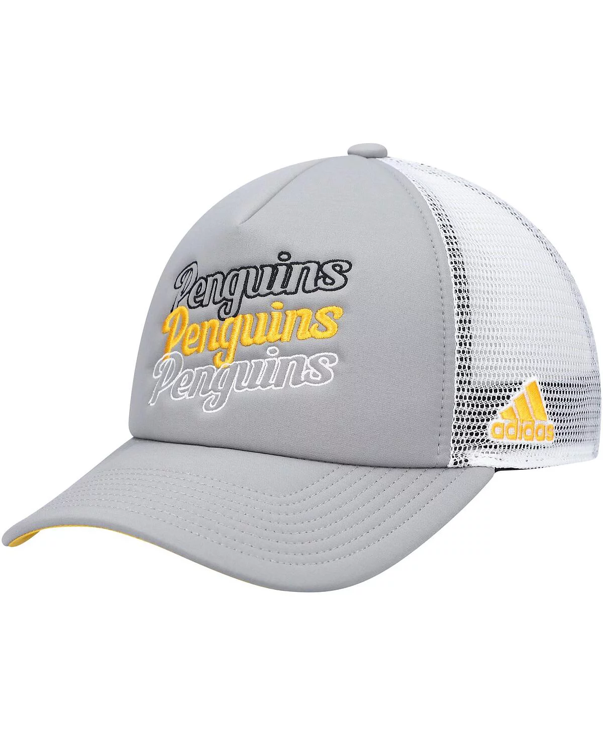 Женская серая с белым бейсболка дальнобойщика из пенопласта Pittsburgh Penguins Snapback
