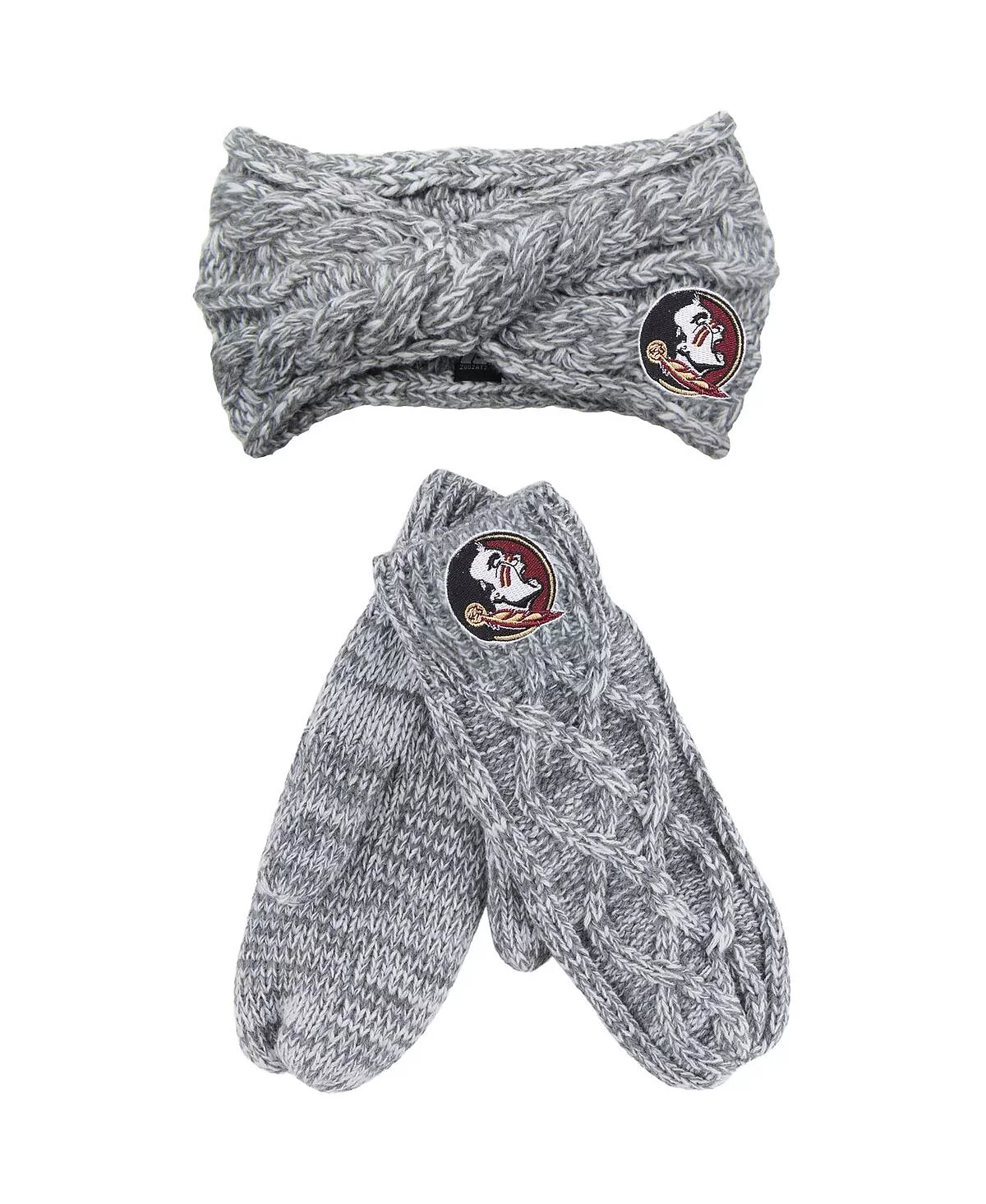 Men's and Women's ZooZatz Gray Florida State Seminoles Headband and Mittens Set