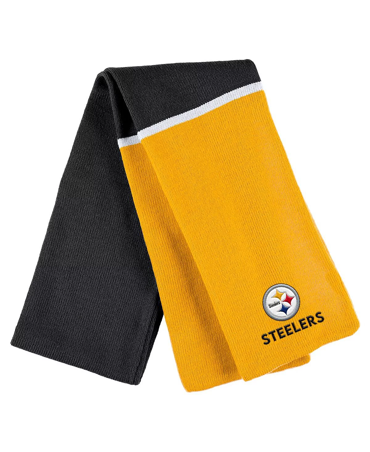 Womens WEAR by Erin Andrews Black Pittsburgh Steelers Colorblock Cuffed Knit Hat with Pom and Scarf Set 10690₽